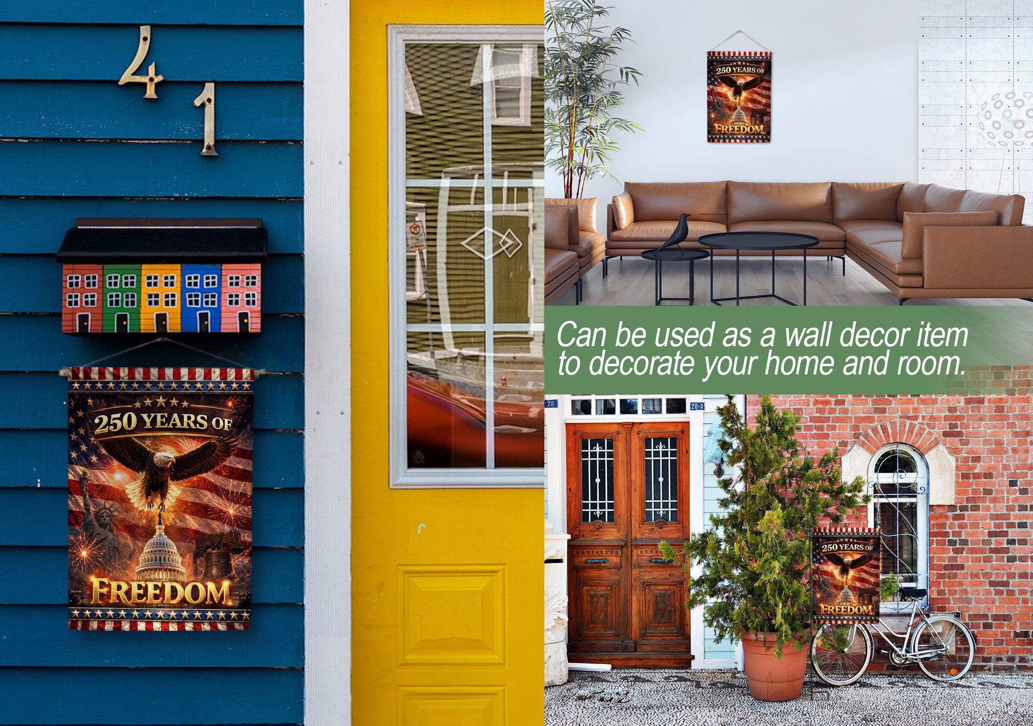 1776-2026 Anniversary Garden Flag 250 Years of Freedom Fireworks Eagle Yard Decor