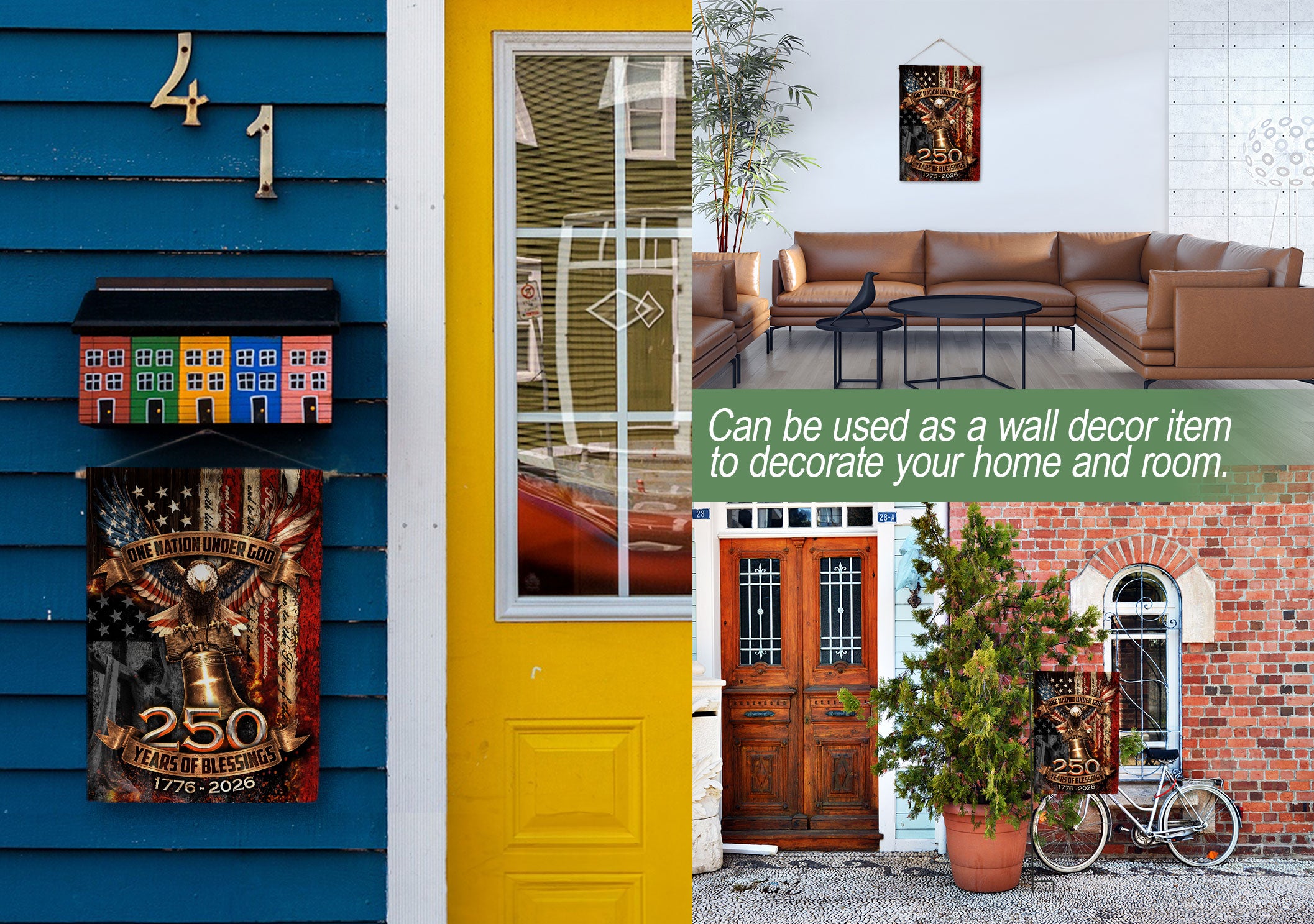 250th Anniversary House Flag One Nation Under God Eagle Patriotic Banner 1776-2026