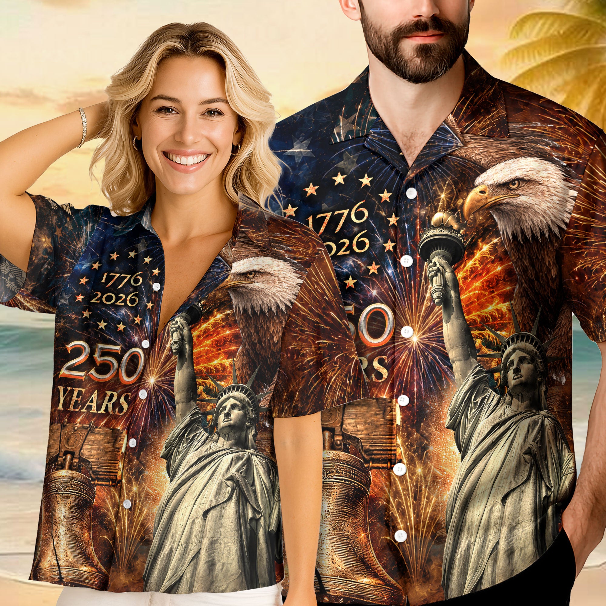 America 250th Anniversary Fireworks Hawaiian Shirt – Liberty & Eagle Tribute