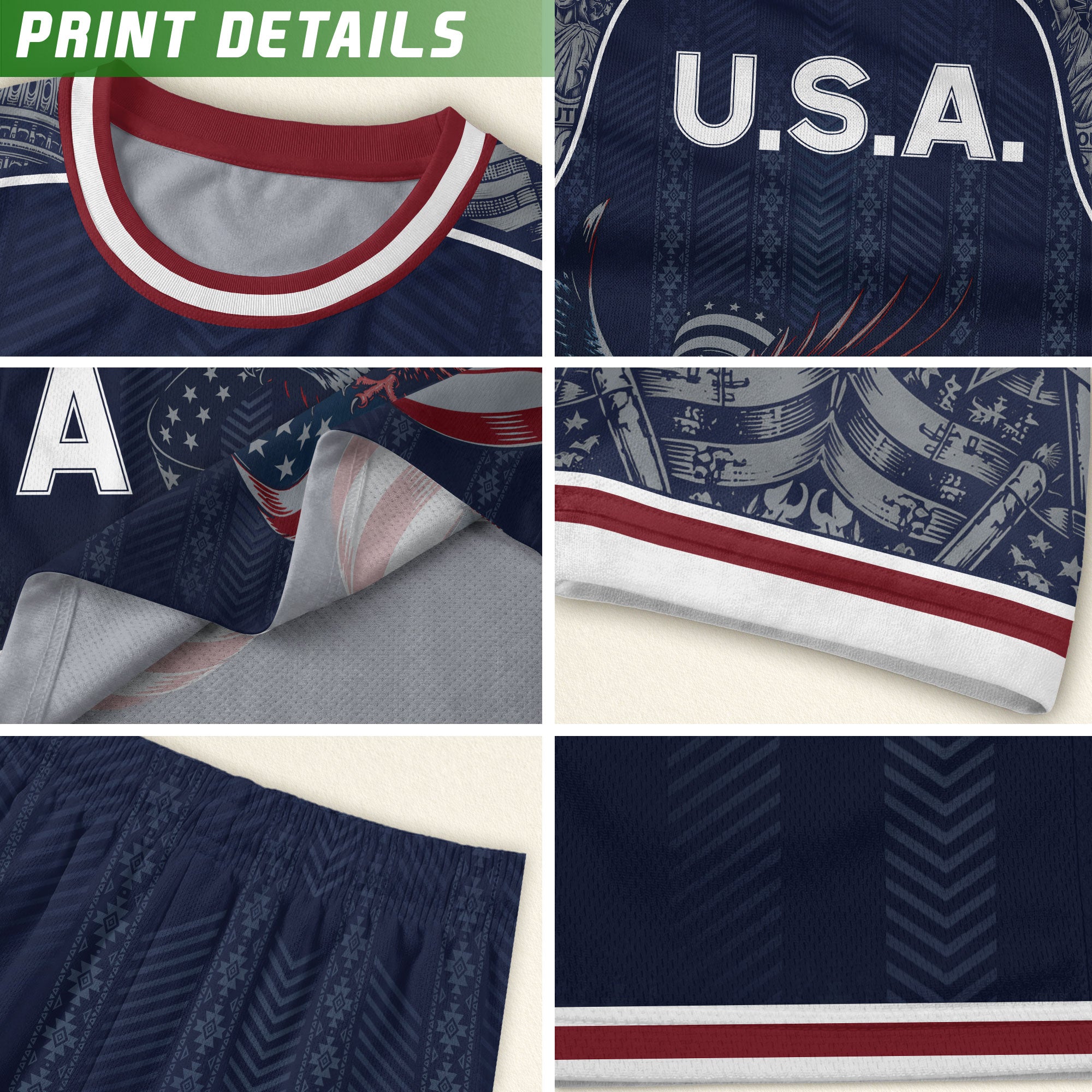 USA Soccer Jersey Kids Shorts Set Navy Athletic Football Shirt and Shorts Outfit