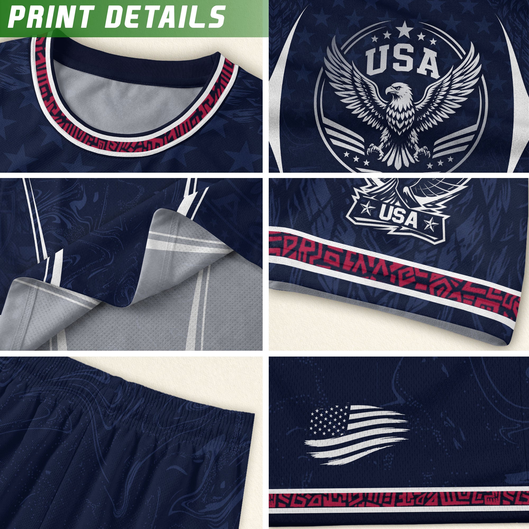 United States Kids Soccer Jersey Set Navy USA Soccer Ball Youth Football Kit