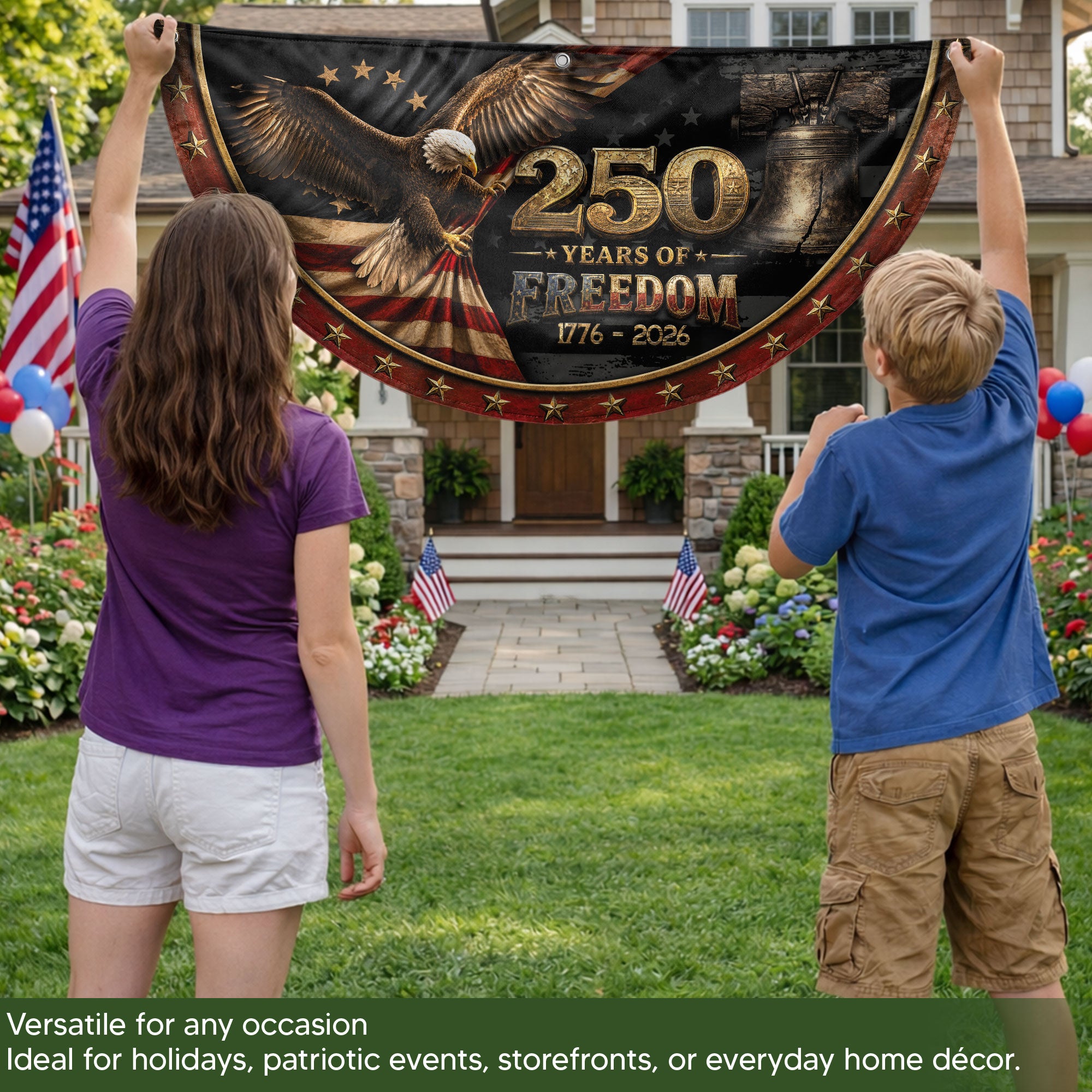 Fence Flag 250 Years Freedom Banner | 1776-2026 Eagle Liberty Bell Outdoor Decor