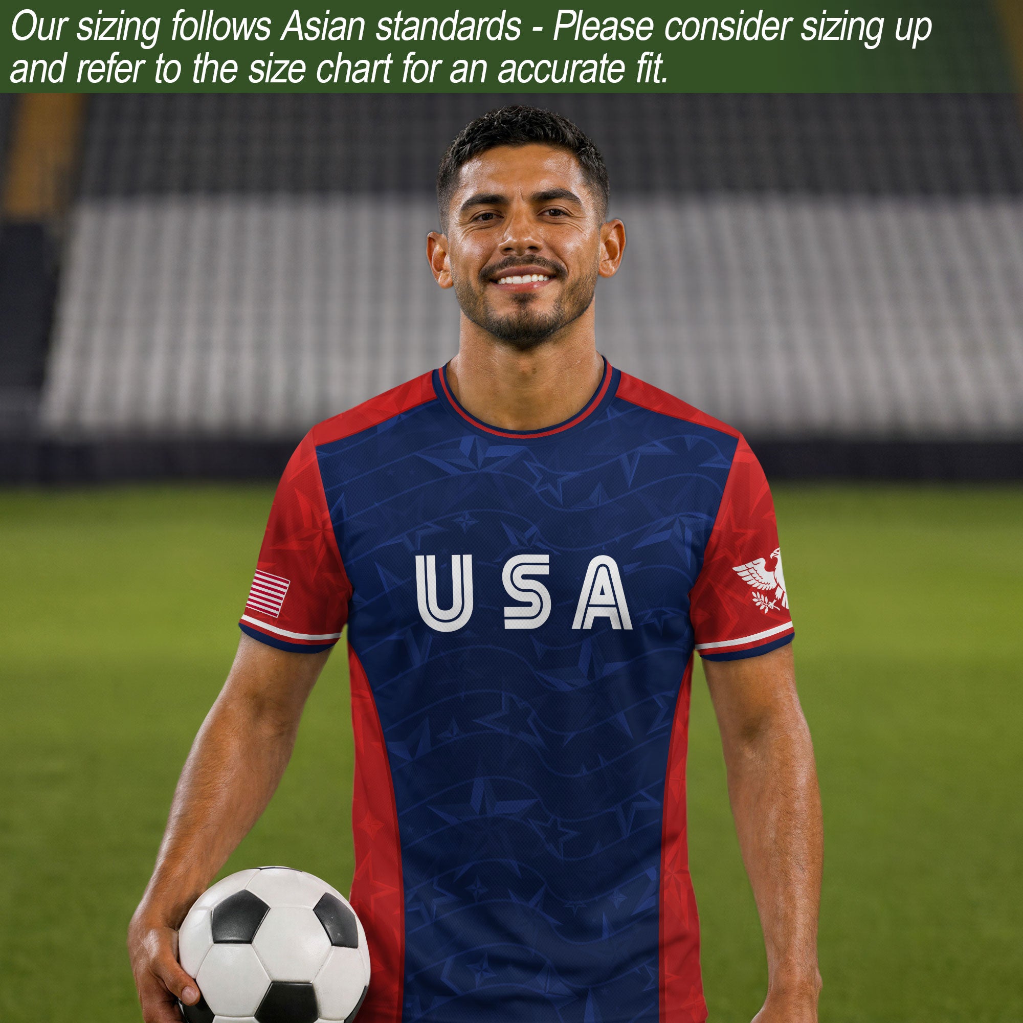 Navy Orange USA Soccer Jersey Men Patriotic Stars Stripes American Football Shirt Fan Gear