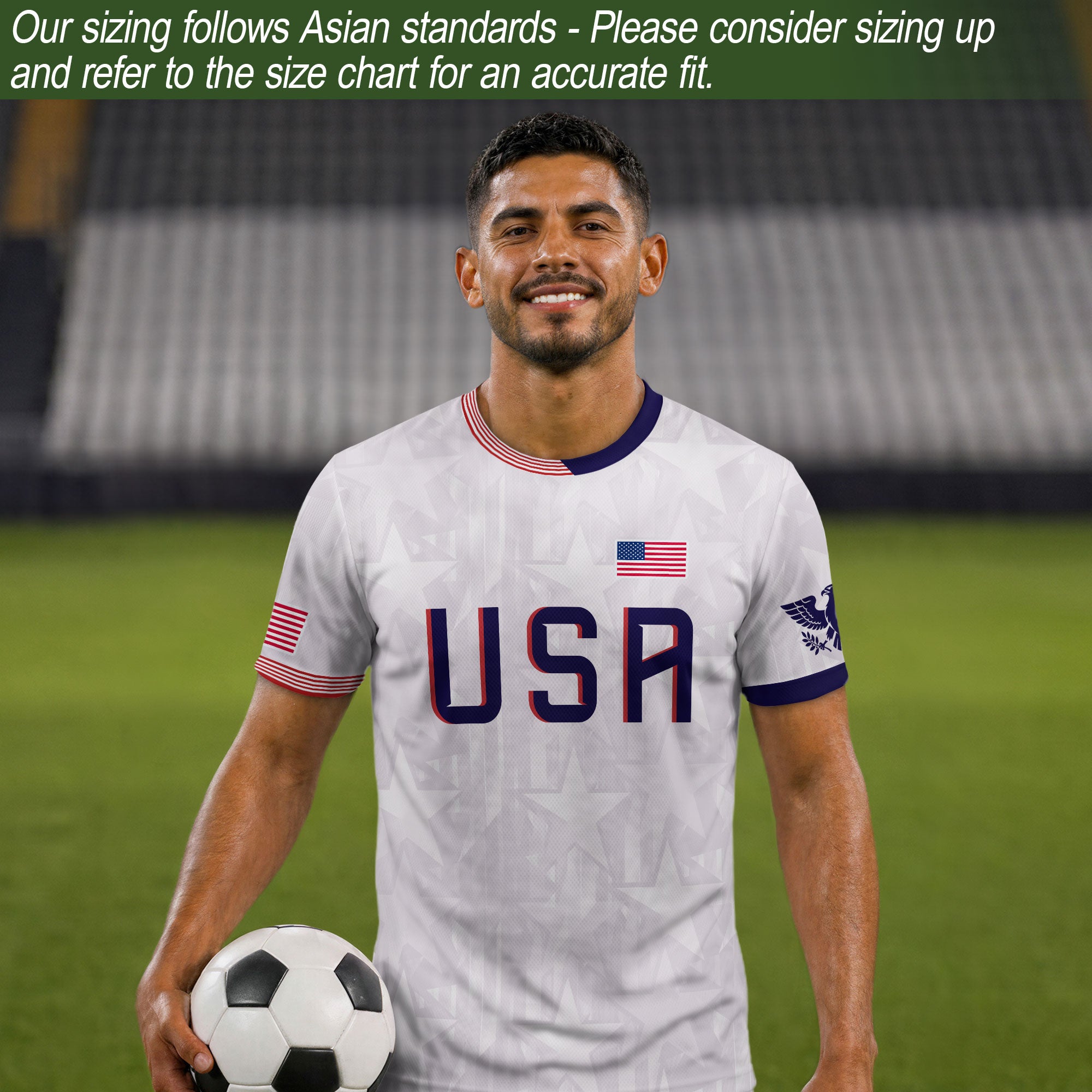 White USA Soccer Jersey Men Patriotic United States Football Shirt Team Sportswear Gift