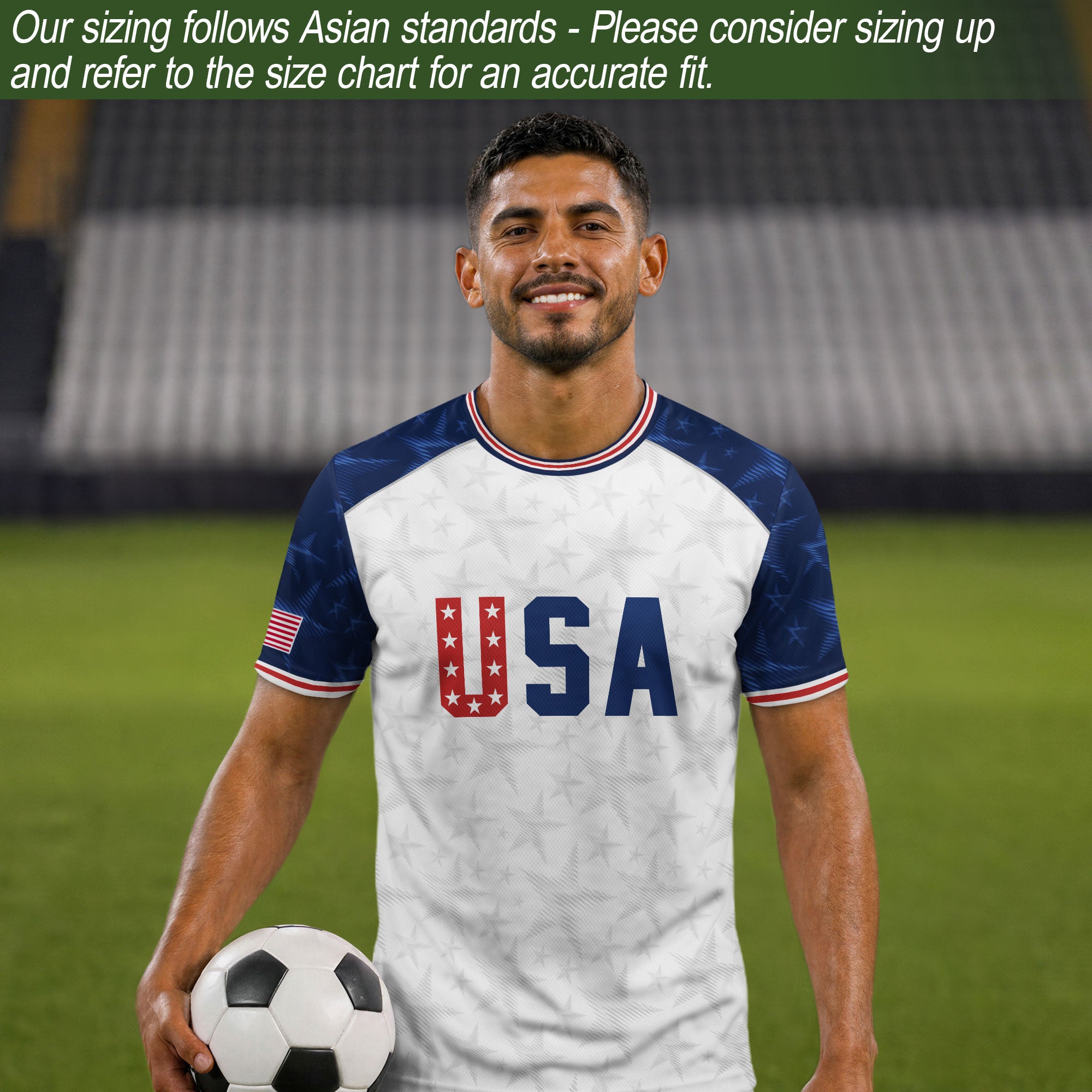White USA Soccer Jersey Raglan American Flag Shirt Patriotic Eagle Crest Soccer Fan Tee
