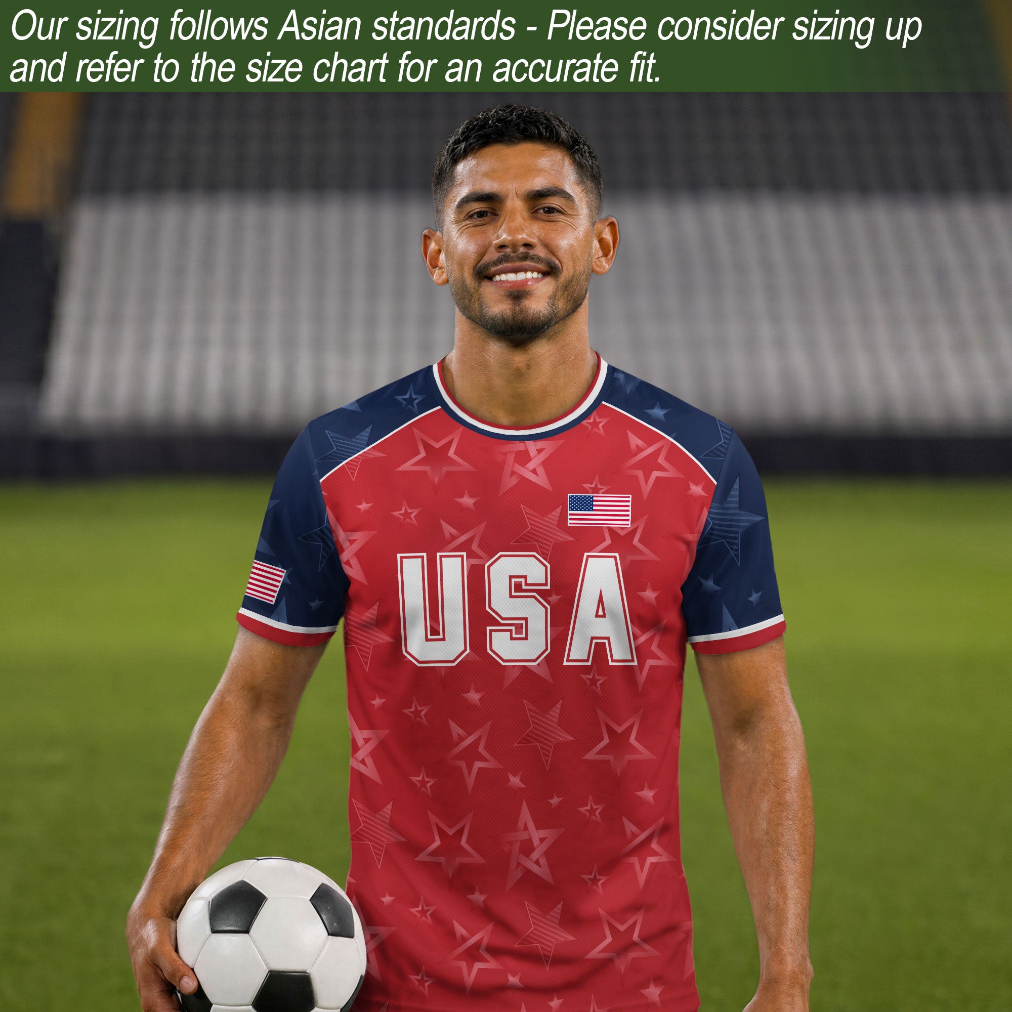 Orange Navy USA Soccer Jersey Men Patriotic United States Football Shirt White Eagle Crest Gift