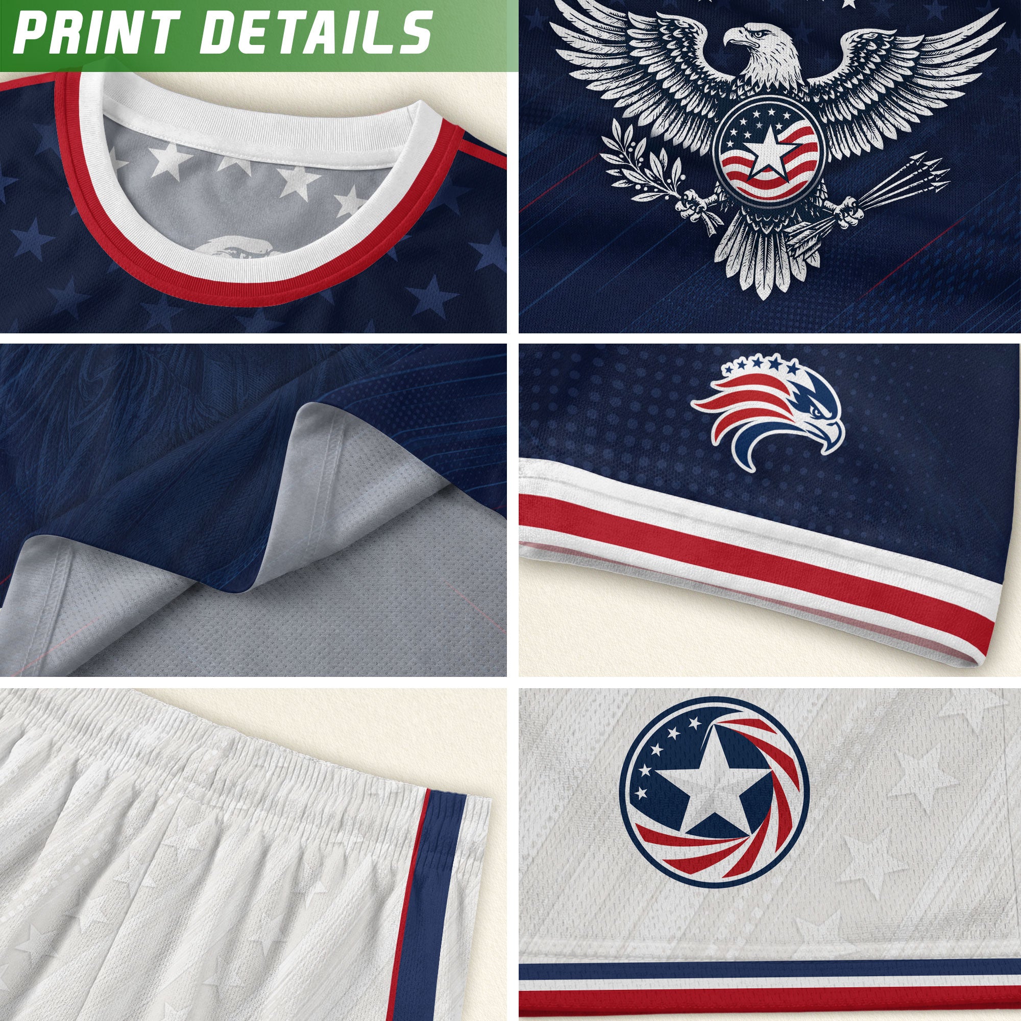 USA Kids Soccer Jersey Set Navy Blue Eagle Shield Youth Football Kit