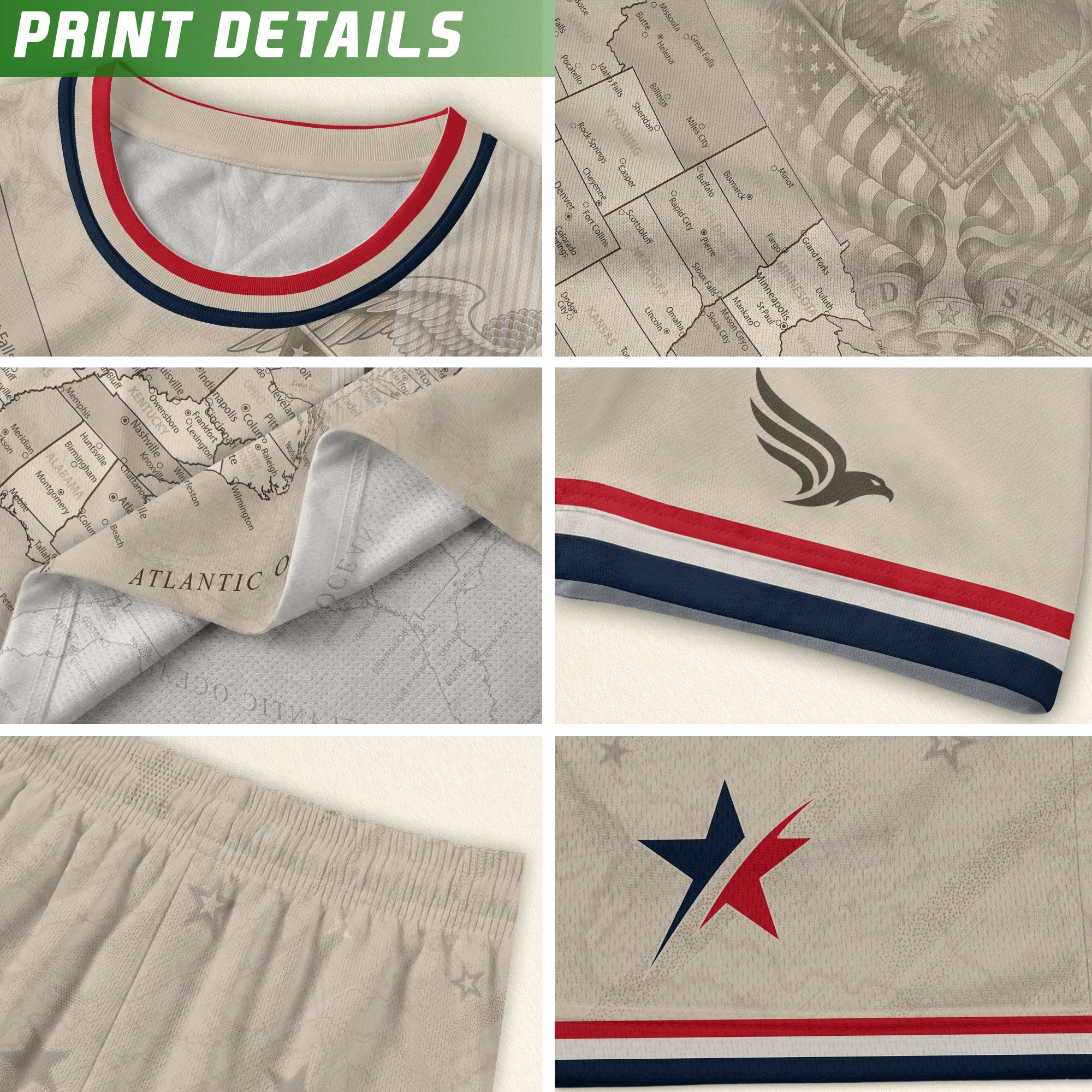 USA Kids Soccer Jersey Set Off White Map Graphic Youth Football Kit
