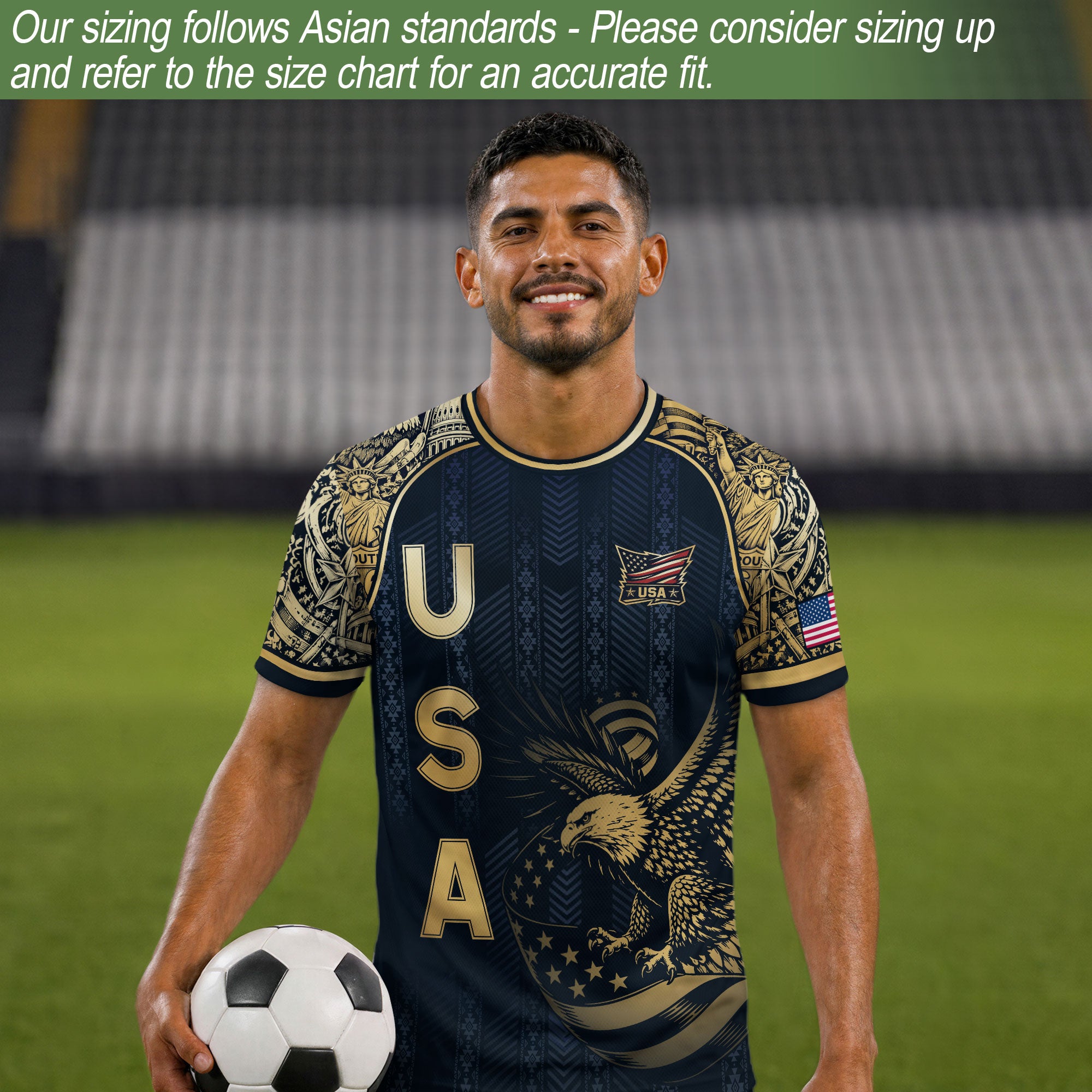 Adult Soccer Jersey Blue Edition Elite Eagle Emblem Patriotic Athletic Sport Top