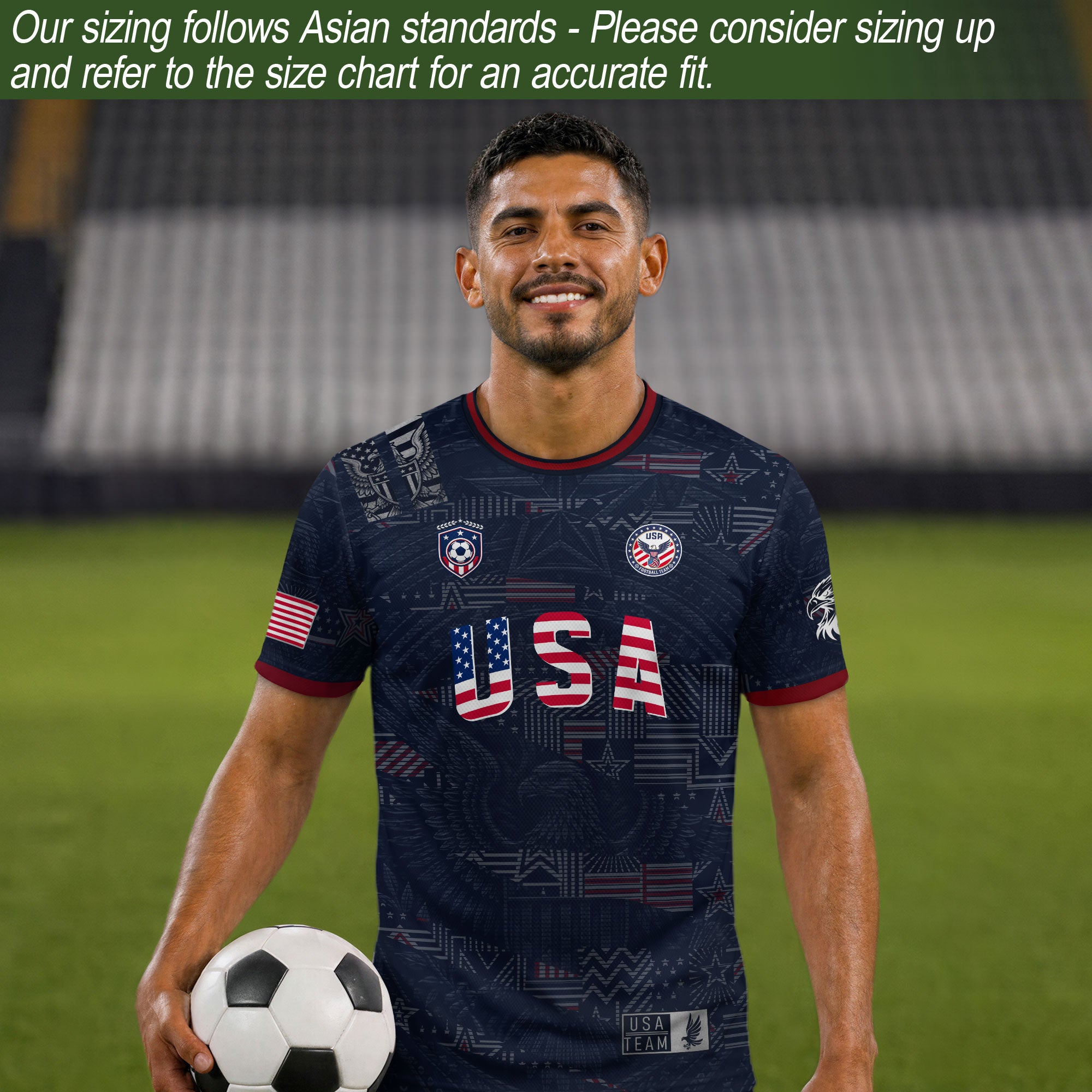 Adult Men Women USA Soccer Jersey Patriotic Flag Letters United States Fan Shirt