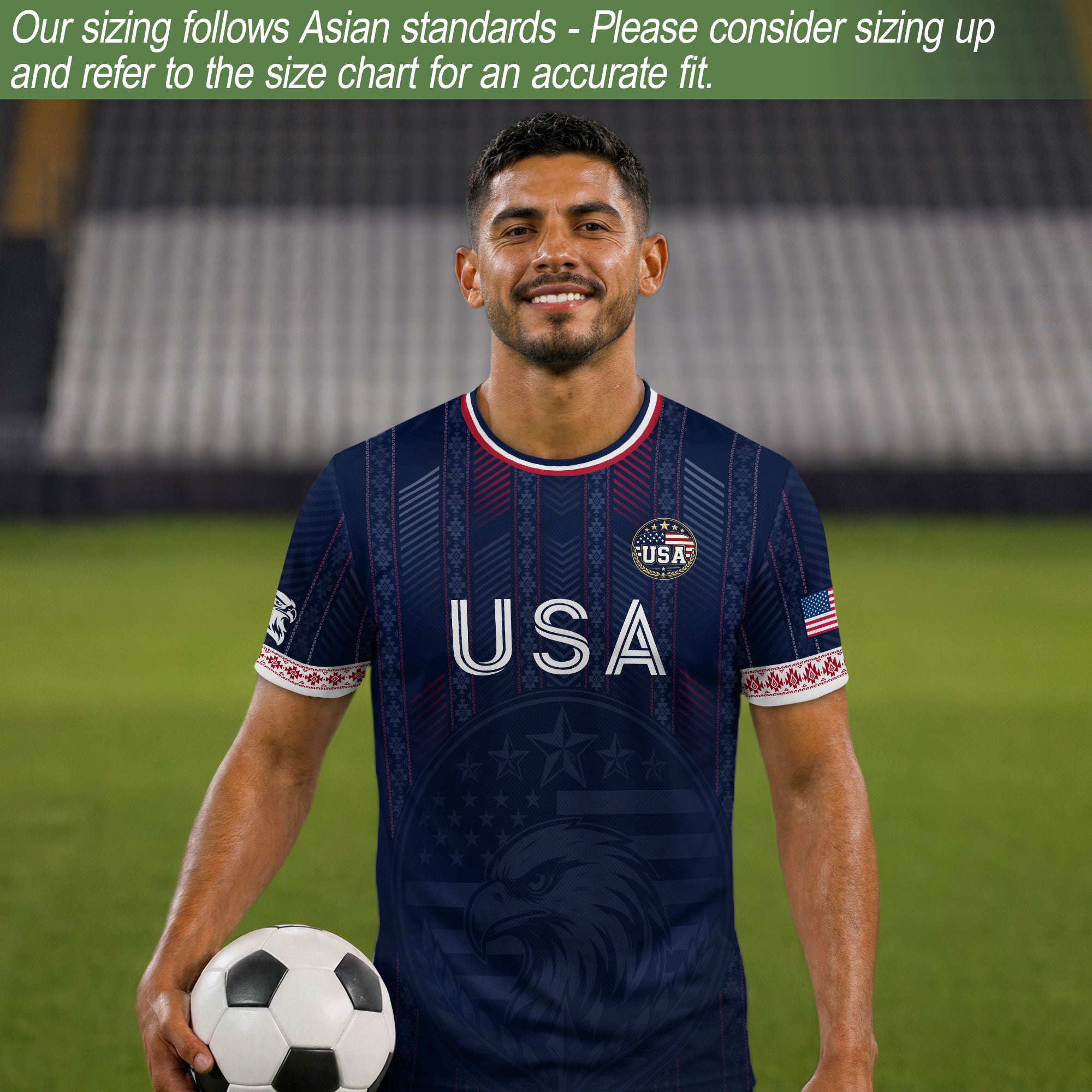 Navy Blue USA Soccer Jersey Patriotic Eagle Football Shirt American Flag Inspired Sports Fan Apparel for Men