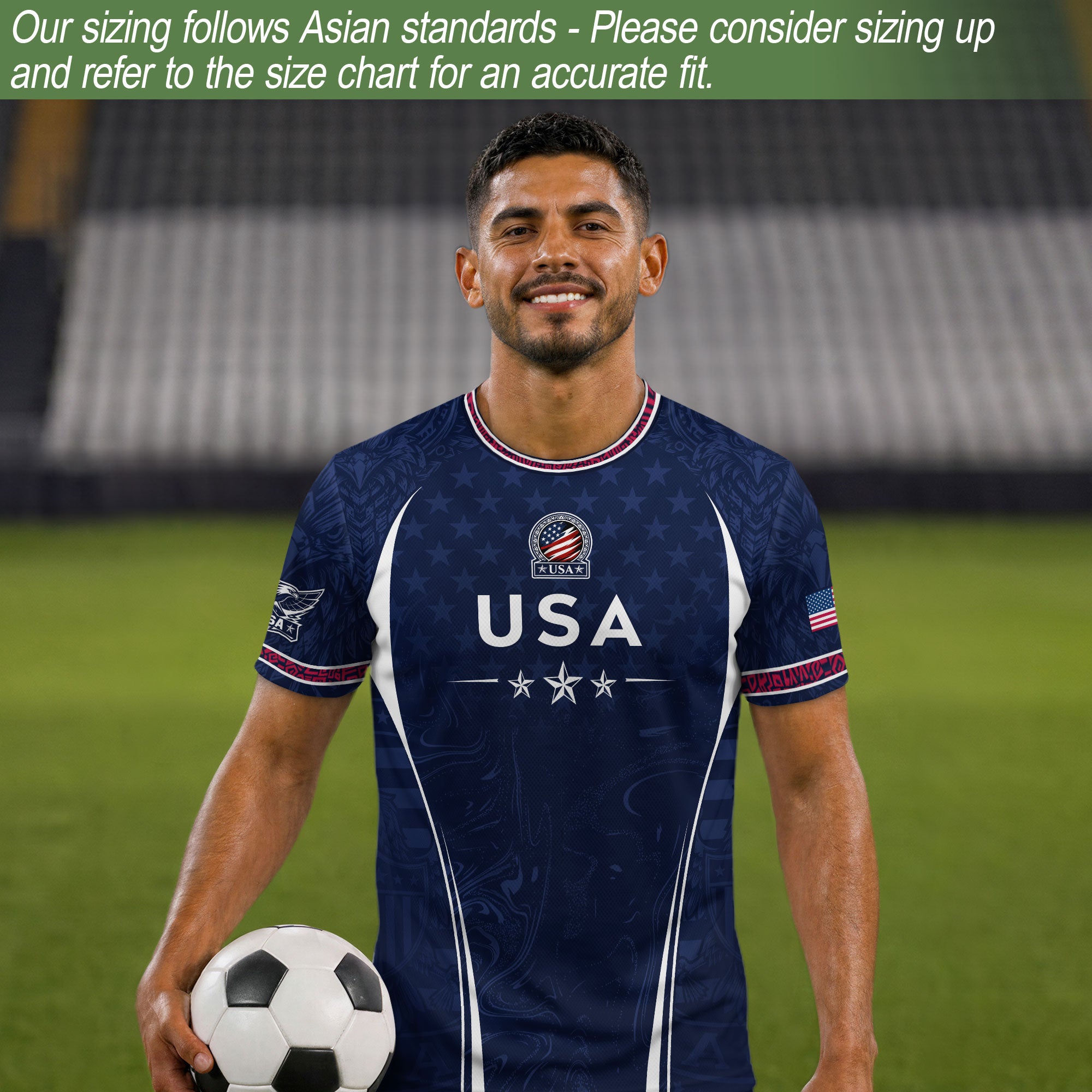Navy Blue USA Soccer Jersey Patriotic Eagle Football Shirt American Pride Sports Fan Apparel for Men