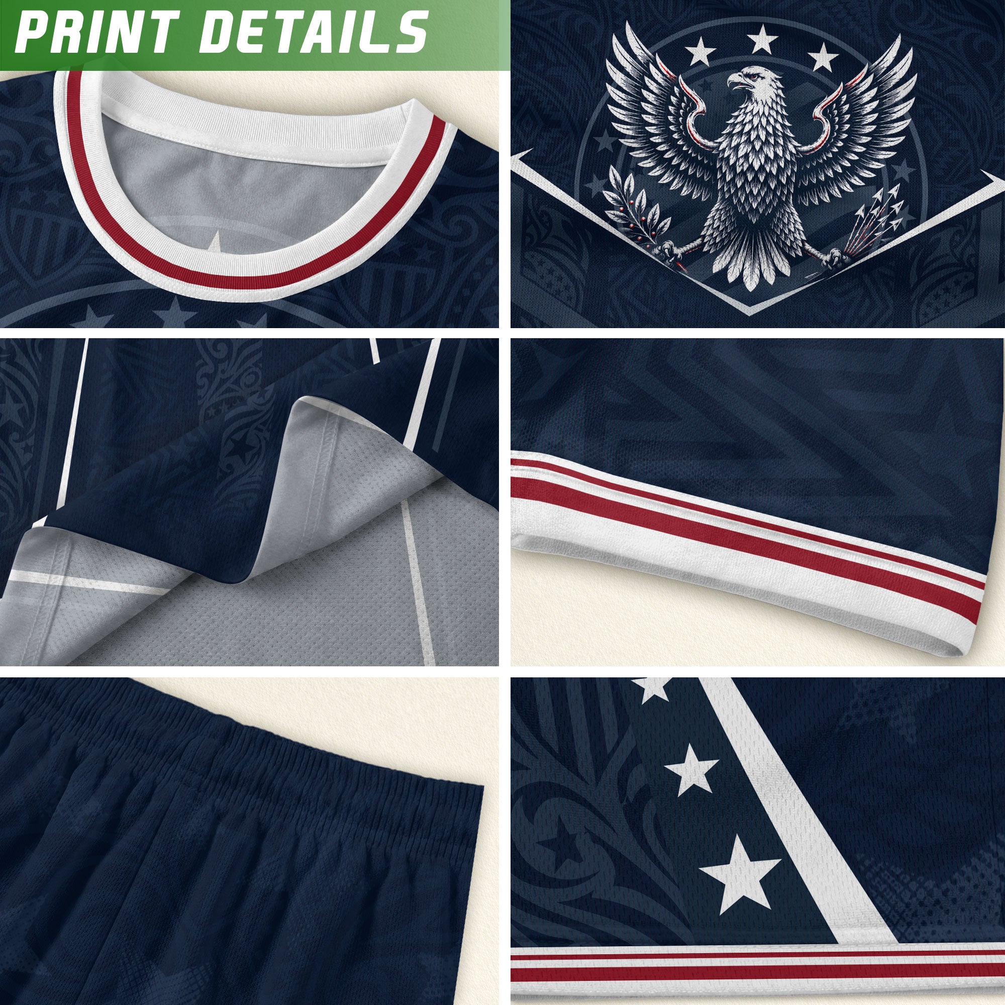 USA Kids Soccer Jersey Set Navy Blue Eagle Shield Youth Sports Kit