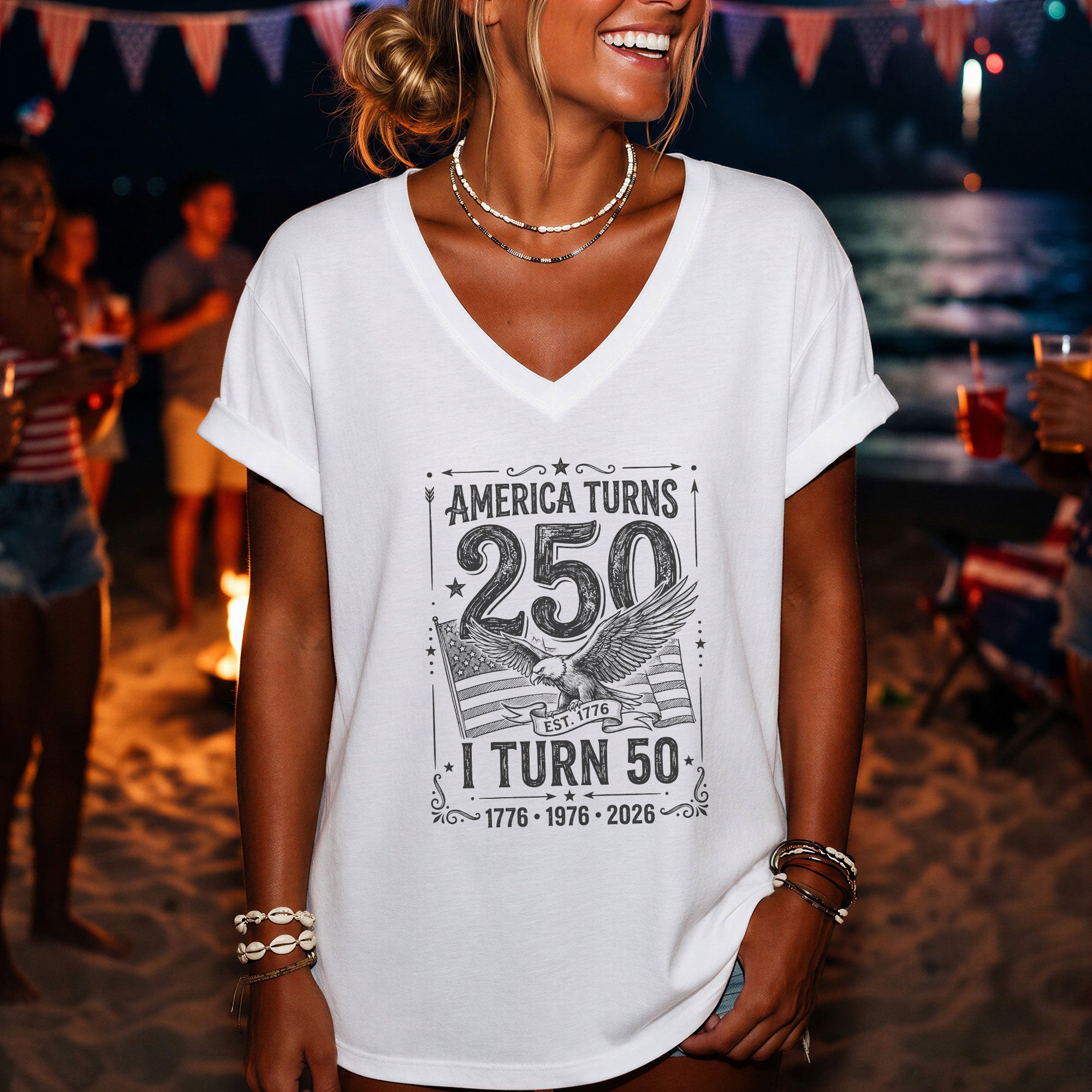 Vintage America 250th Anniversary Eagle Graphic 50th Birthday Shirt