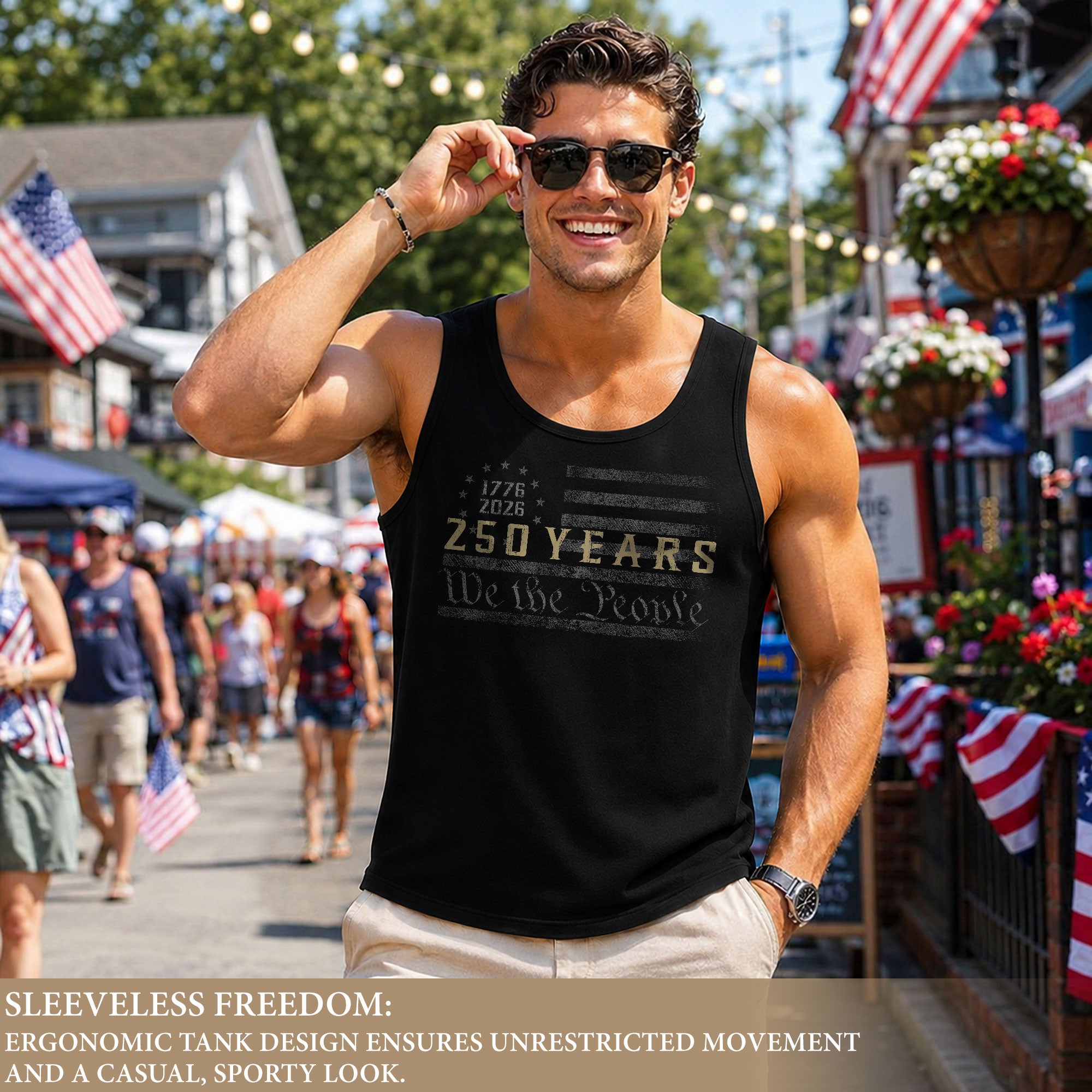 America 1776-2026 Mens Tank Top Patriotic 250 Years We The People Graphic Flag