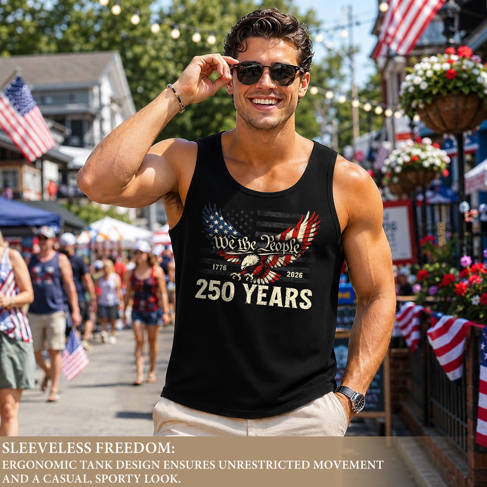 United States Mens Tank Top 1776-2026 Patriotic 250 Years Eagle Graphic Flag