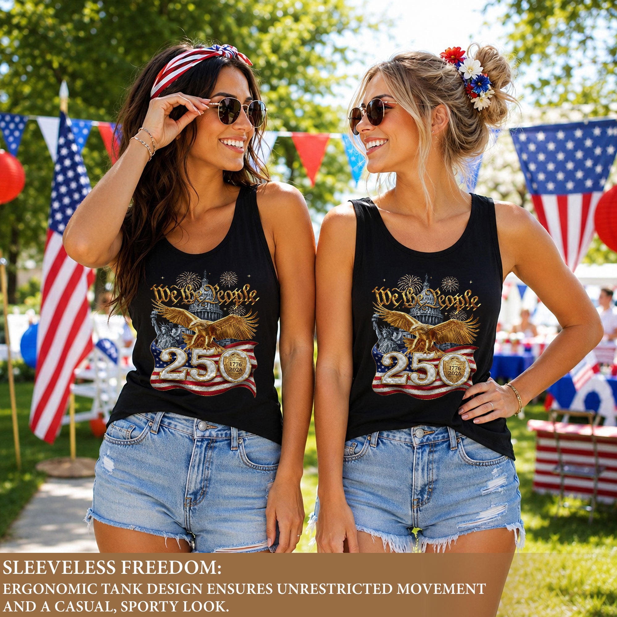We The People Tank Top Women Patriotic US 1776 2026 Eagle 250th Anniversary Shirt