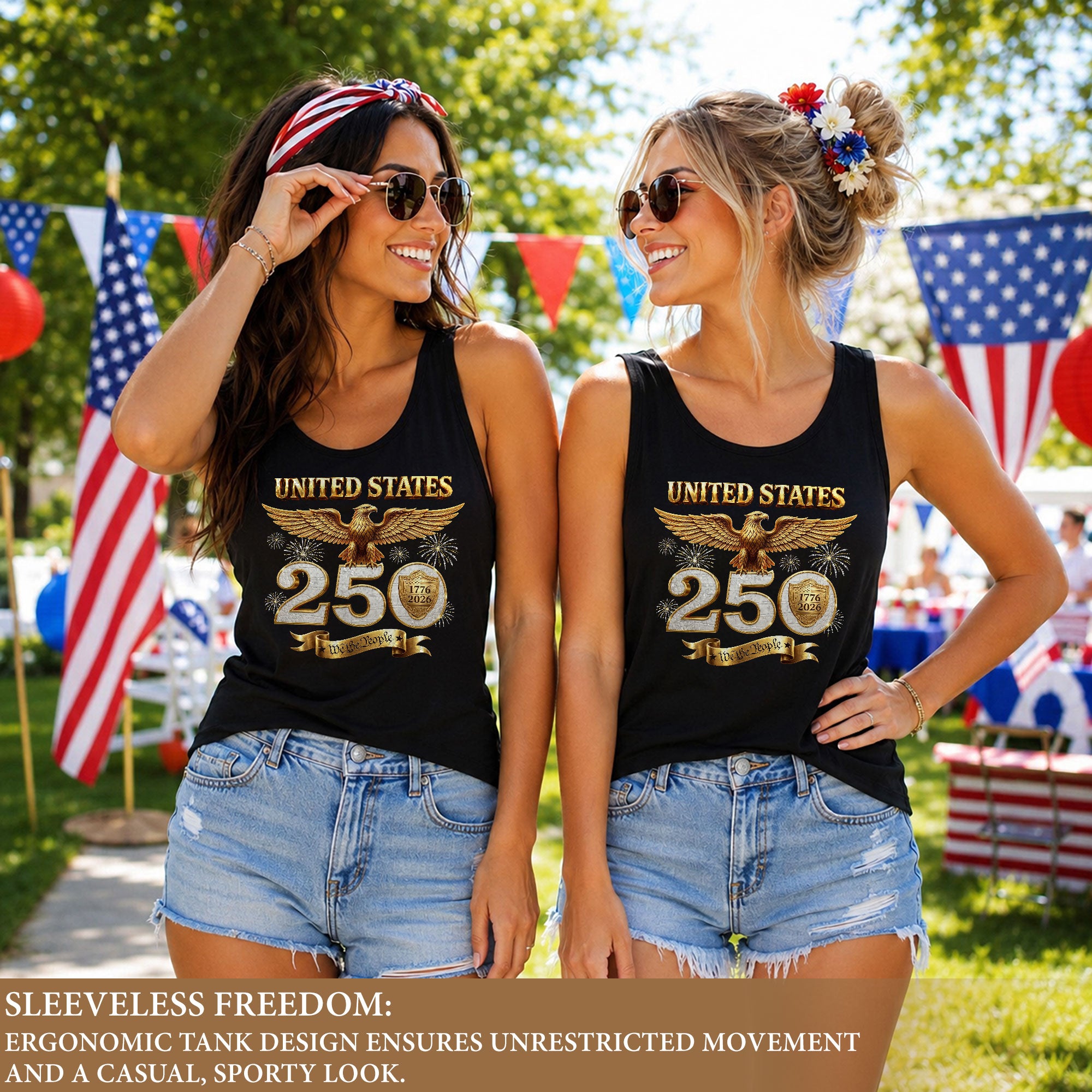 United States Tank Top Women Patriotic Eagle 1776 2026 We The People 250th Shirt