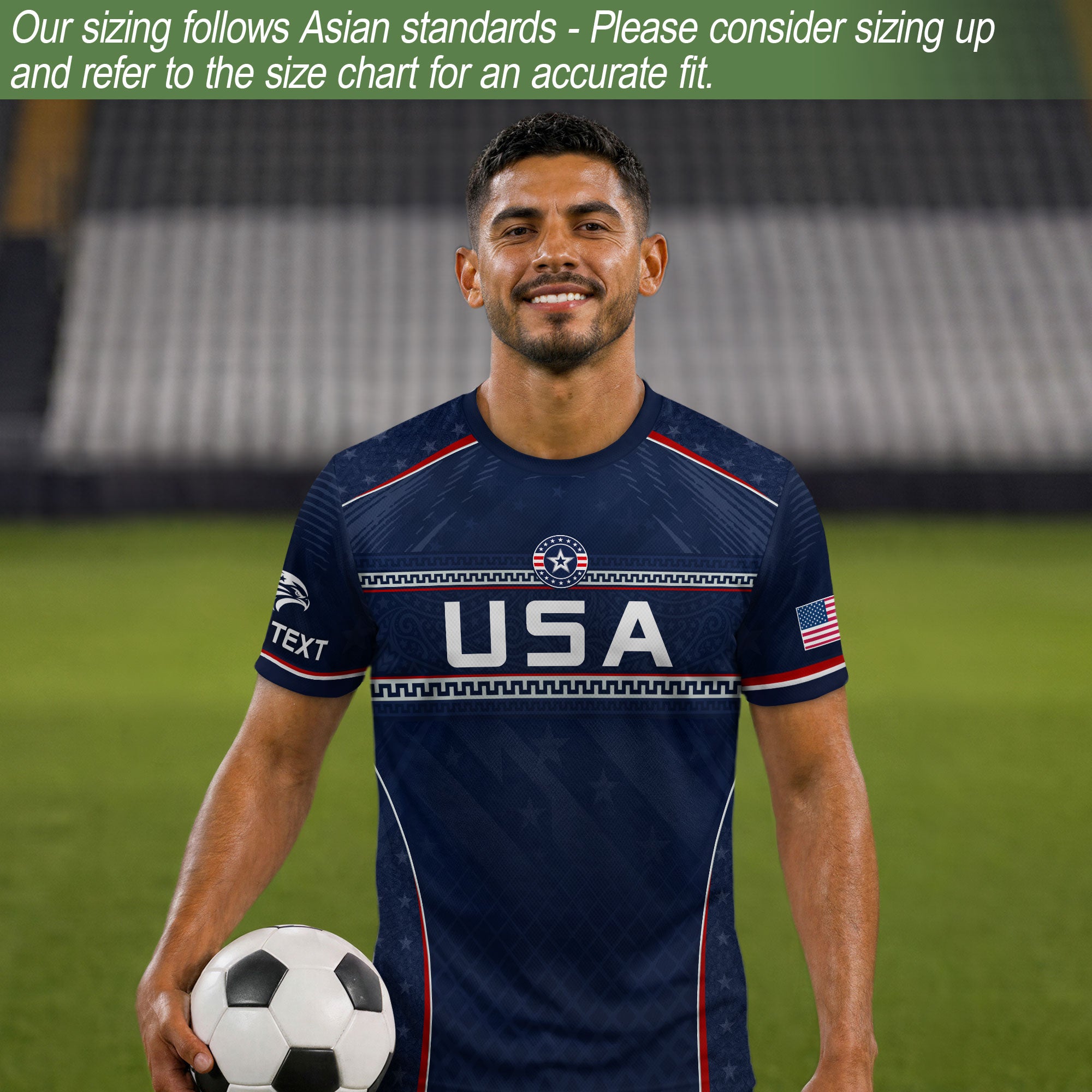 USA Soccer Jersey Custom Name Number Patriotic Navy Blue Athletic Sportswear Outfit