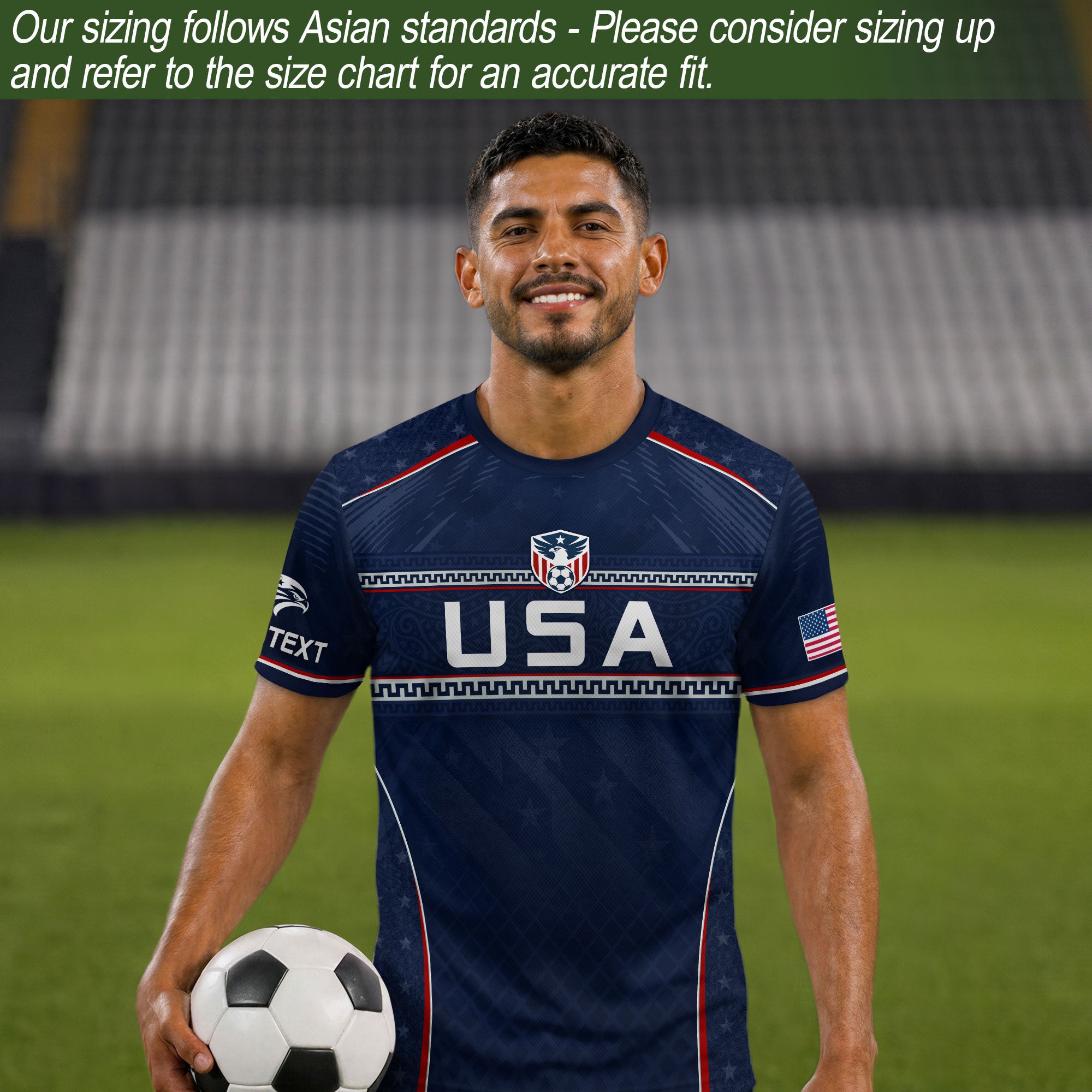 USA Soccer Jersey Custom Name Number Patriotic Navy Blue Athletic Sportswear Outfit