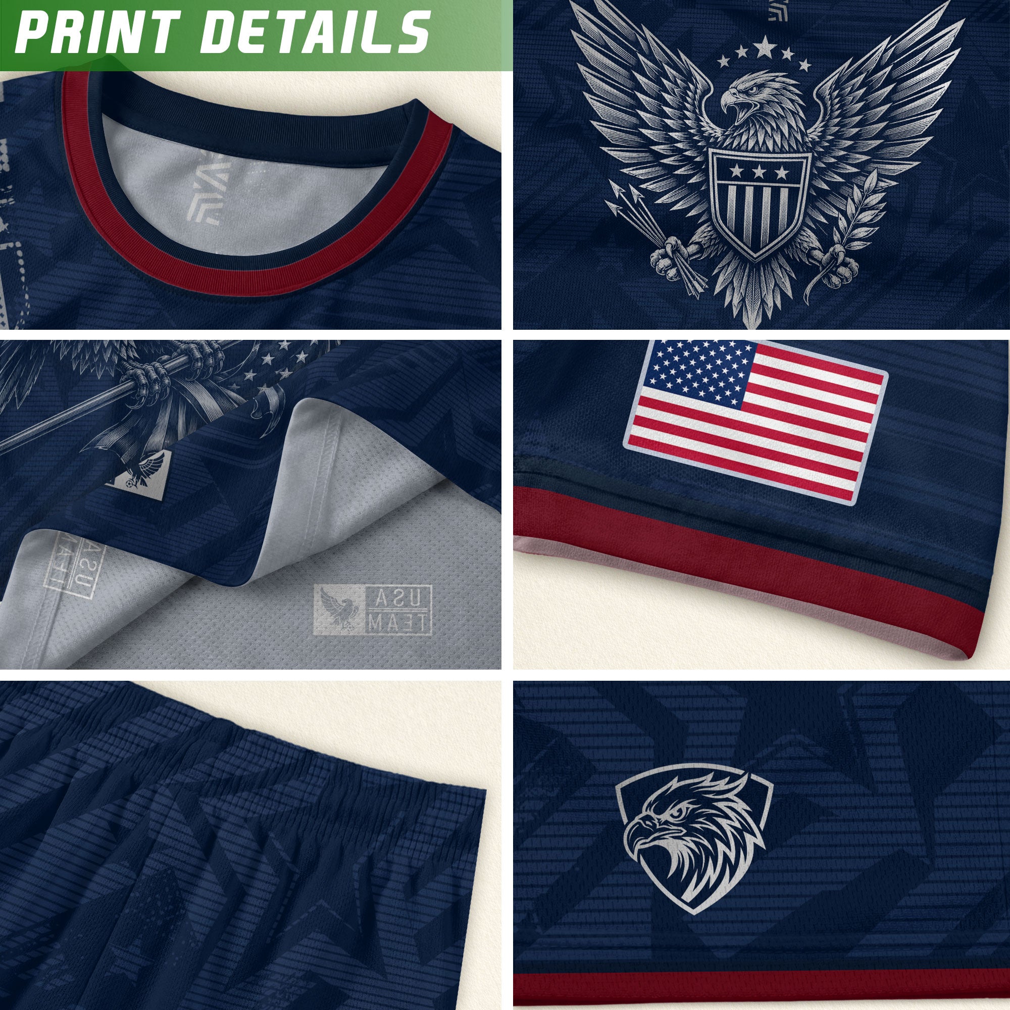 USA Kid Soccer Jersey Majestic Eagle Holding Flag Football Shirt Navy Youth Sports Top