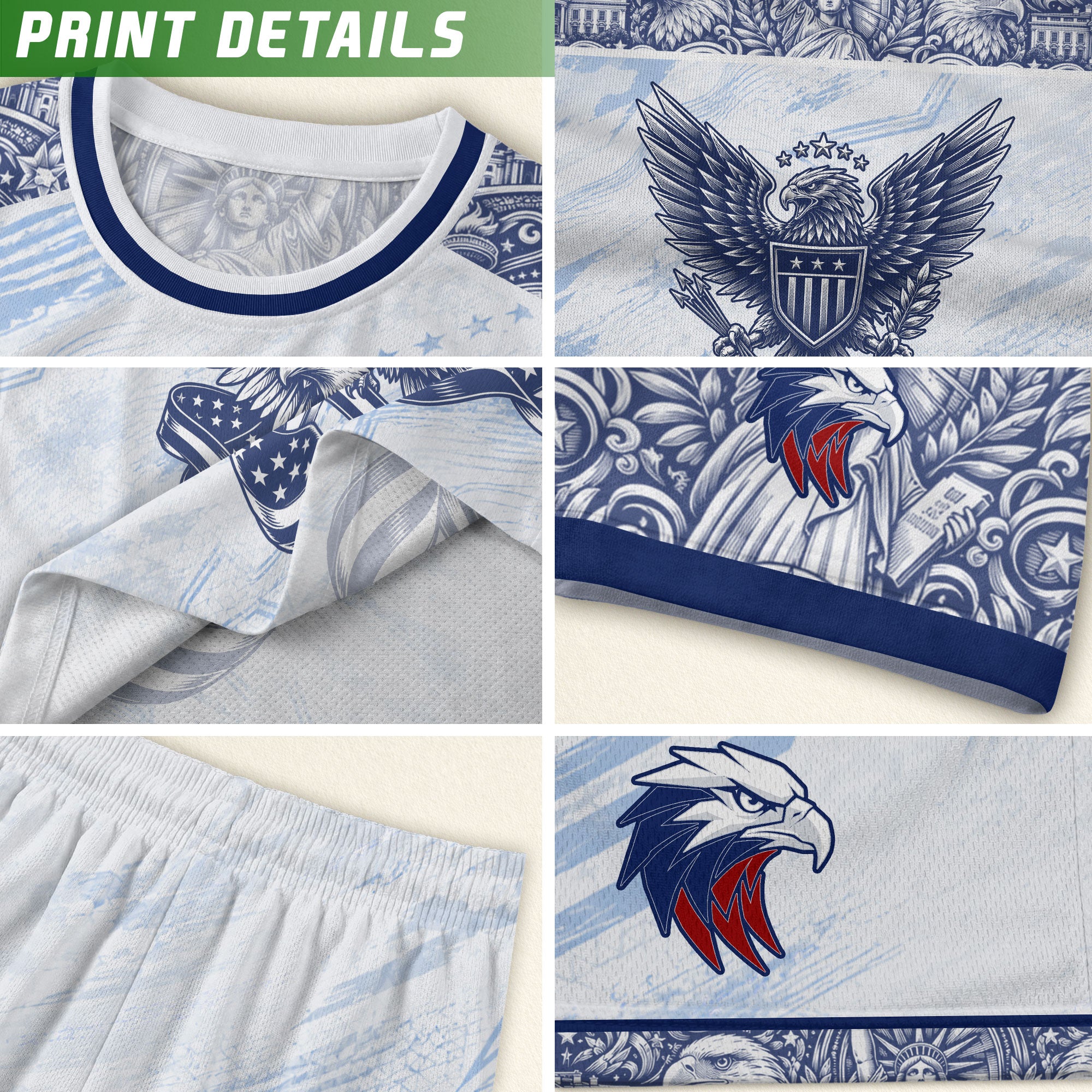 USA Kid Soccer Jersey Statue of Liberty Eagle Football Shirt White Youth Graphic Top