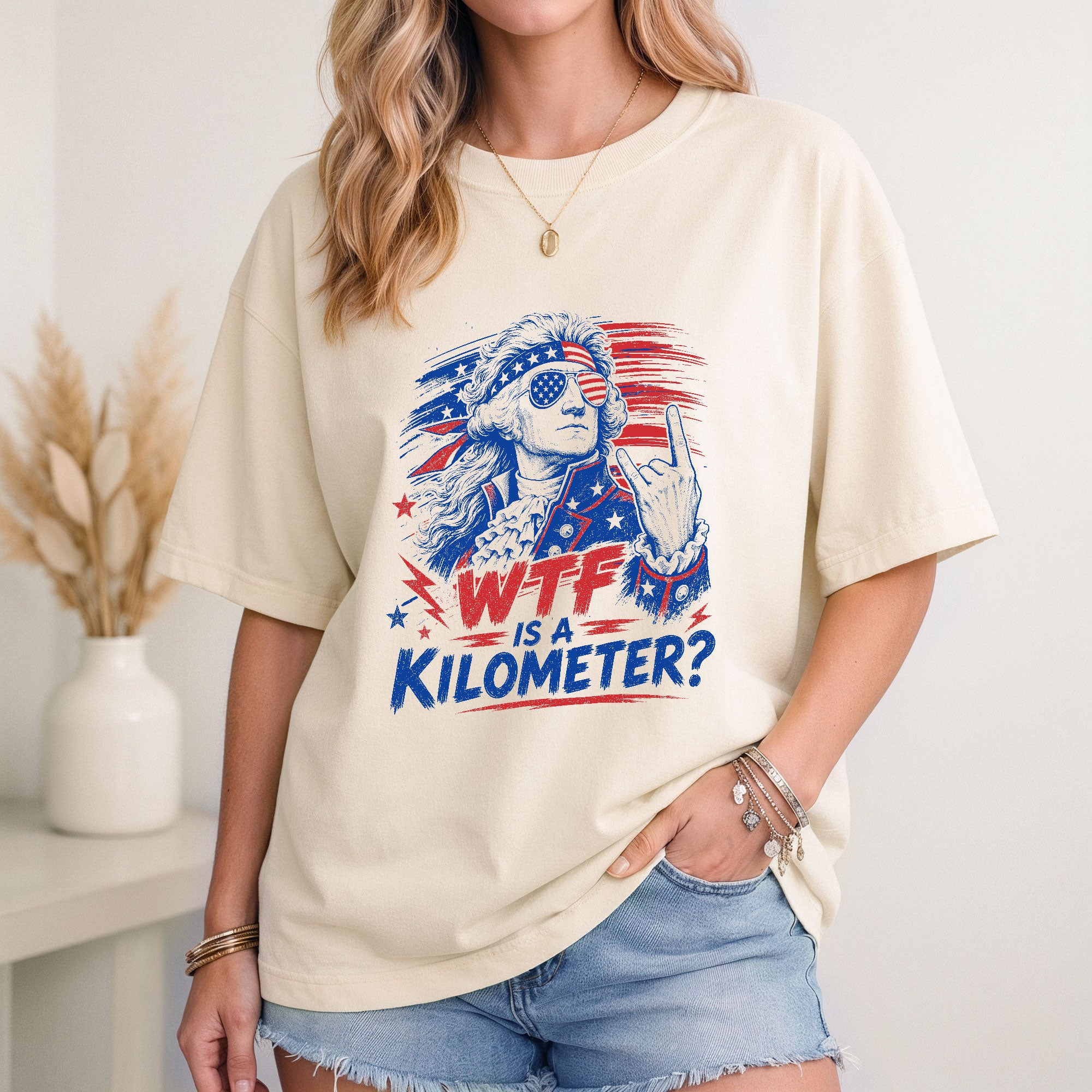WTF Is A Kilometer Funny American Metric System T-Shirt Patriotic USA Sarcastic Tee