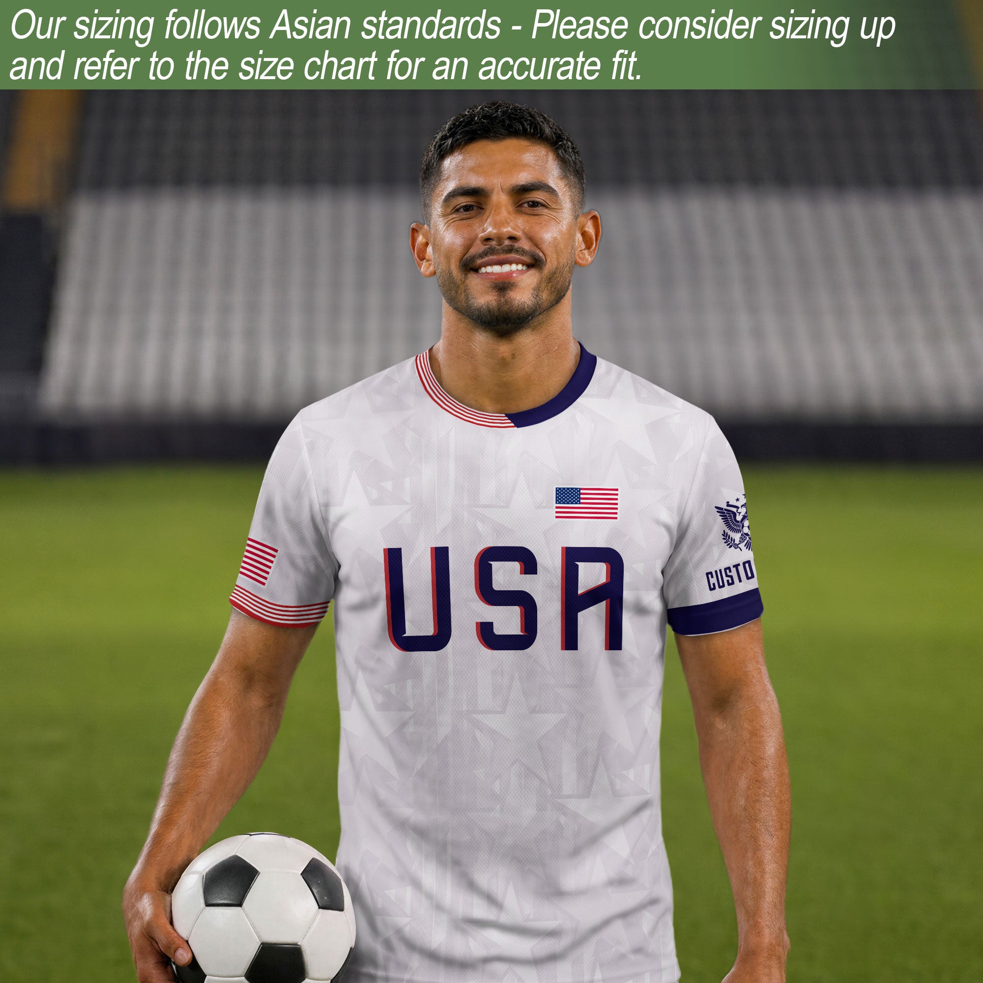 Personalized USA Soccer Jersey White Custom Name Number Patriotic Outdoor Sportswear