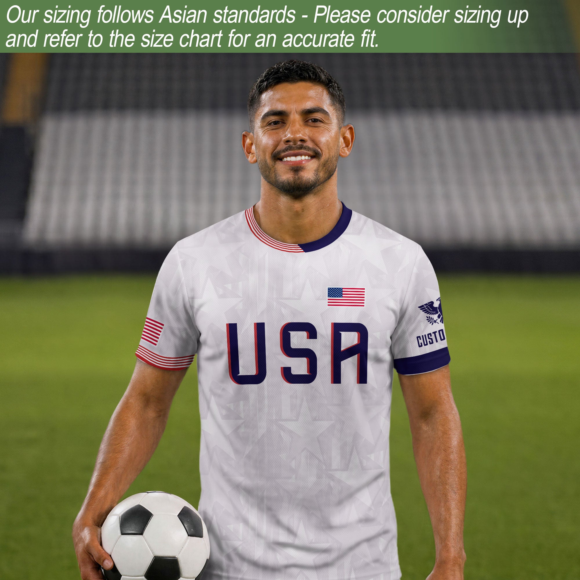 Personalized USA Soccer Jersey White Custom Name Number Patriotic Outdoor Sportswear