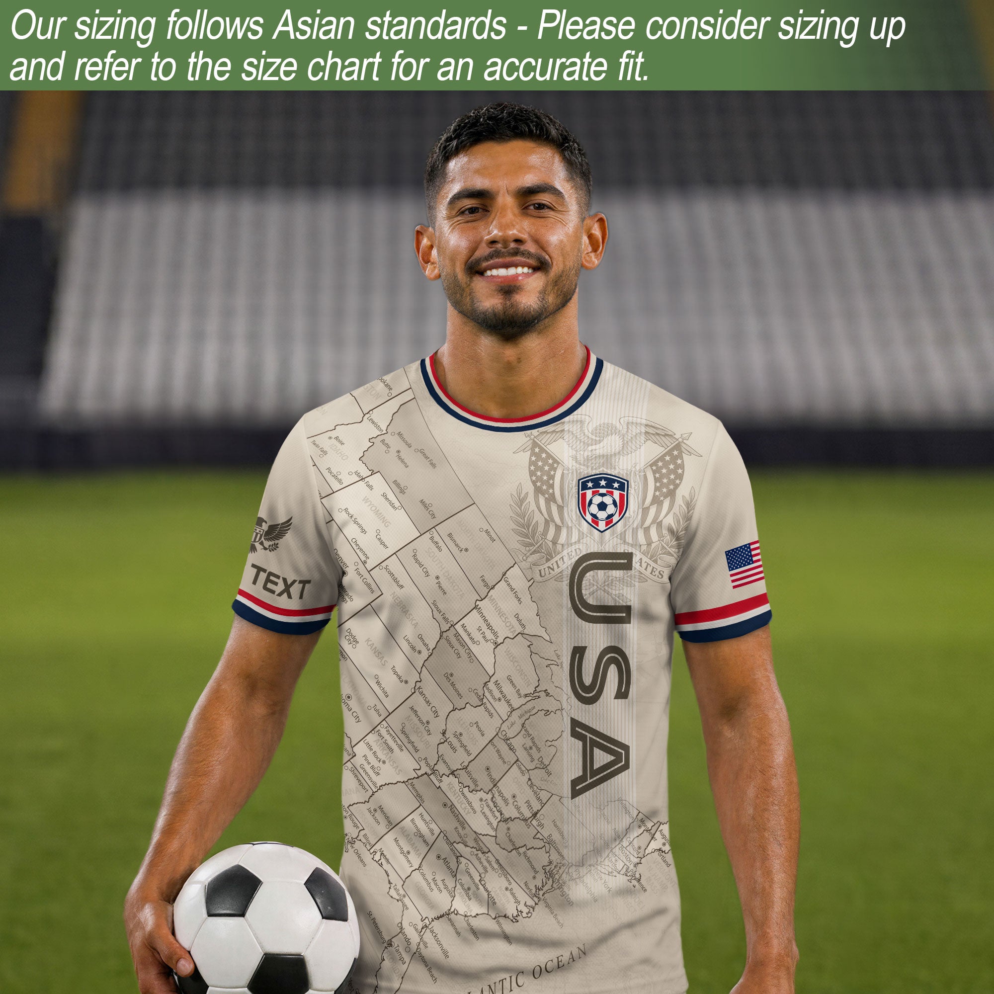 Personalized USA Soccer Jersey Custom Name Number Vintage Map Athletic Training Top