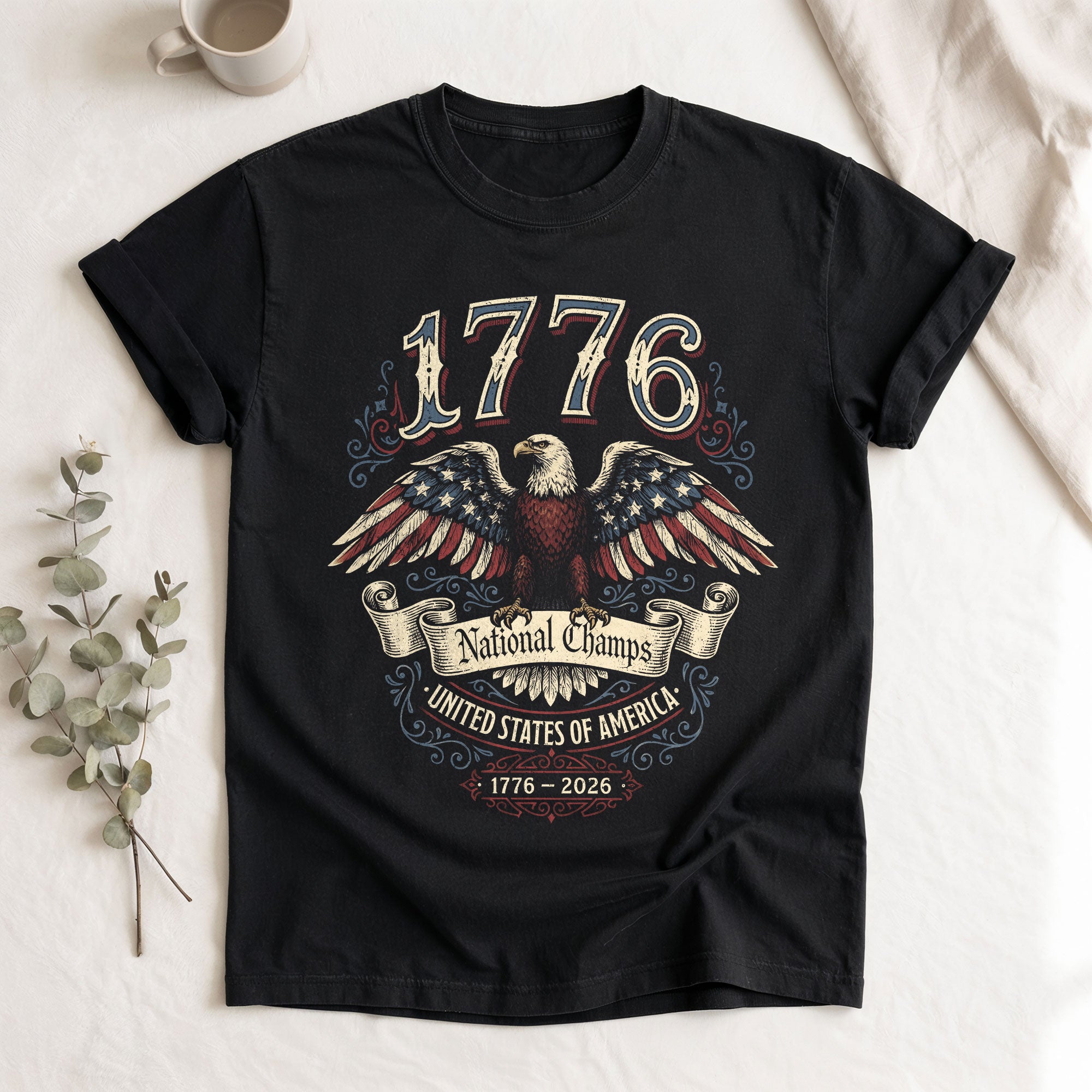 1776 National Champs Shirt Vintage American Eagle Graphic Tee Patriotic 1776-2026 T-Shirt