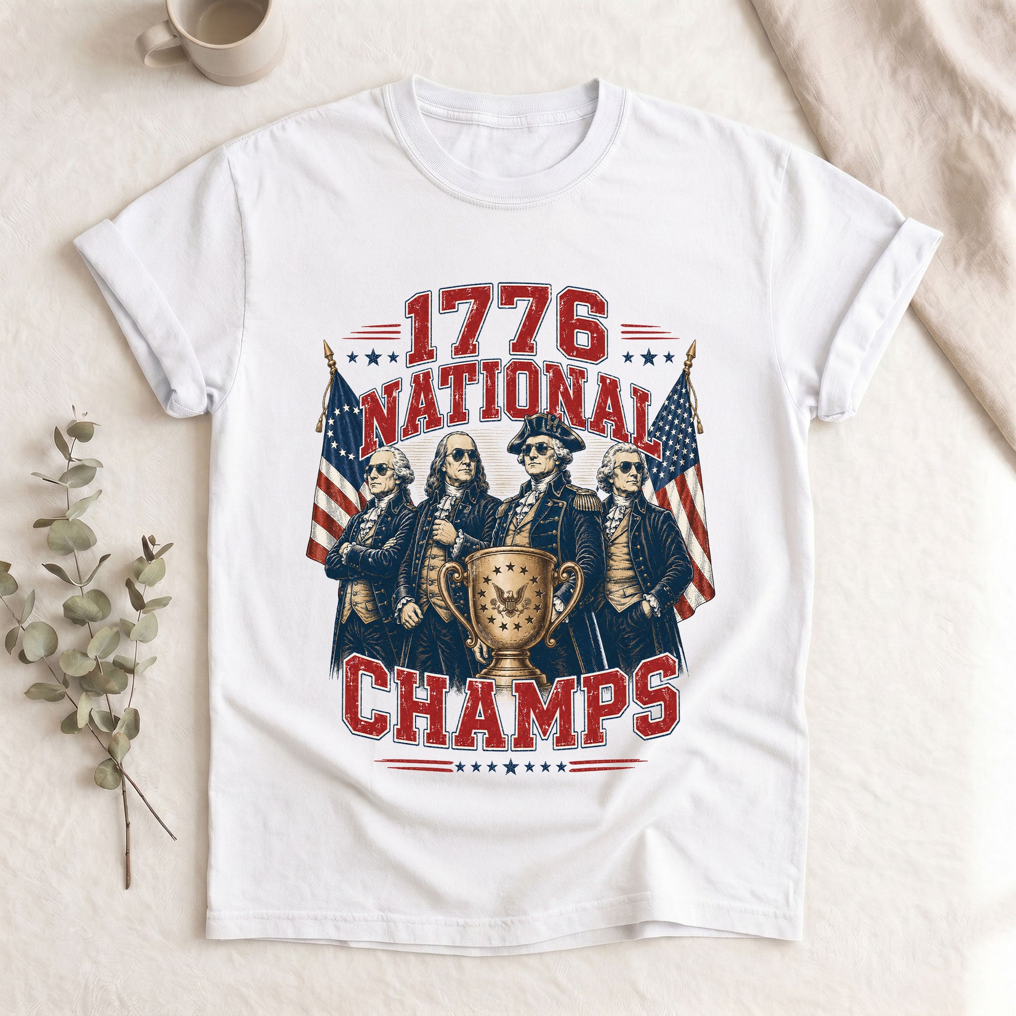 National Champs Shirt Vintage 1776 Patriotic Graphic Tee Proud American Style Top