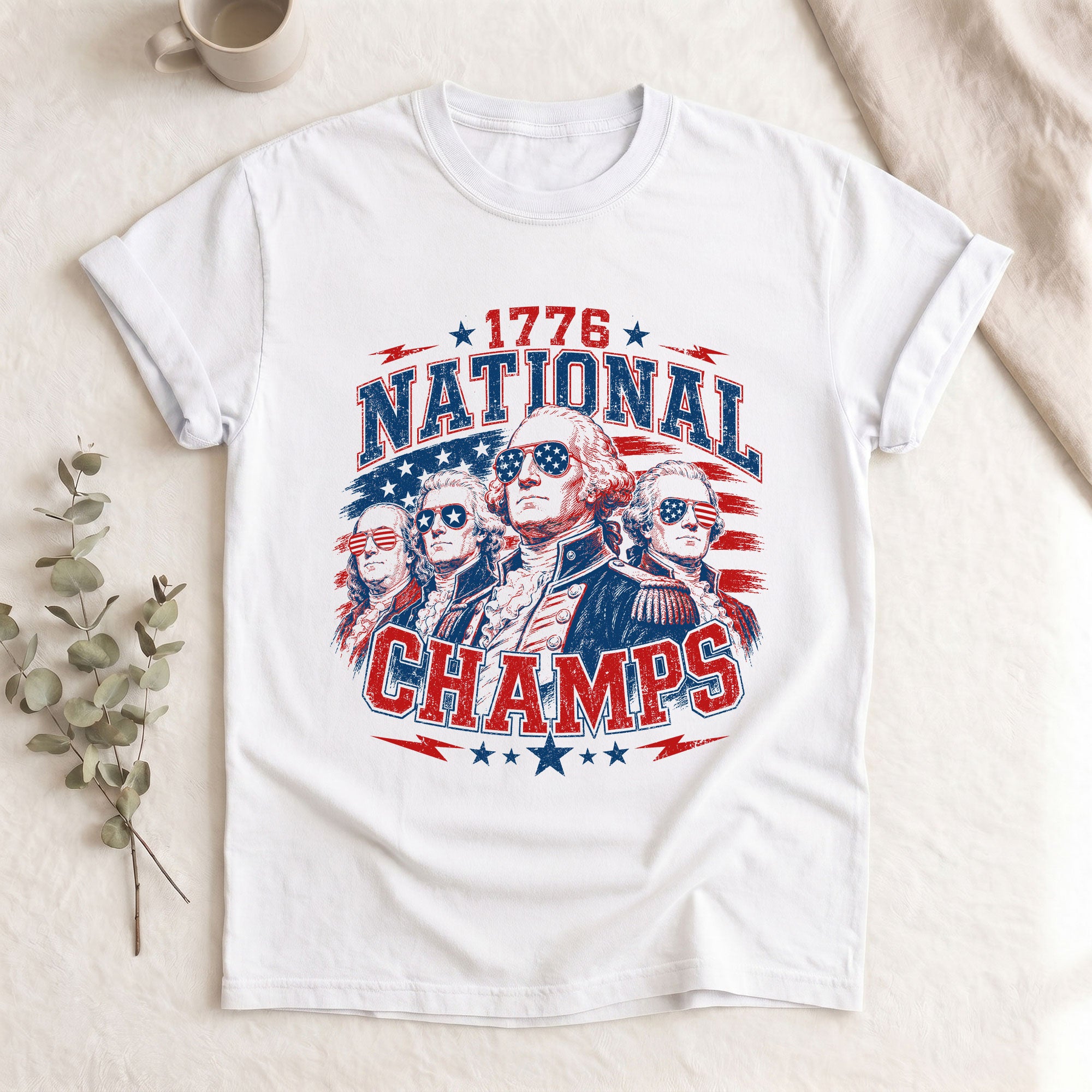 Vintage 1776 National Champs Graphic T Shirt Patriotic Cotton Tee Unique Design Style