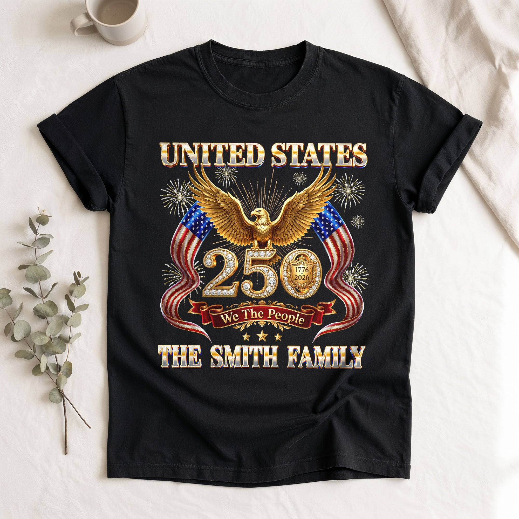 Golden Eagle Holiday Graphic Tee Customized Custom Family Name United States Group Shirts