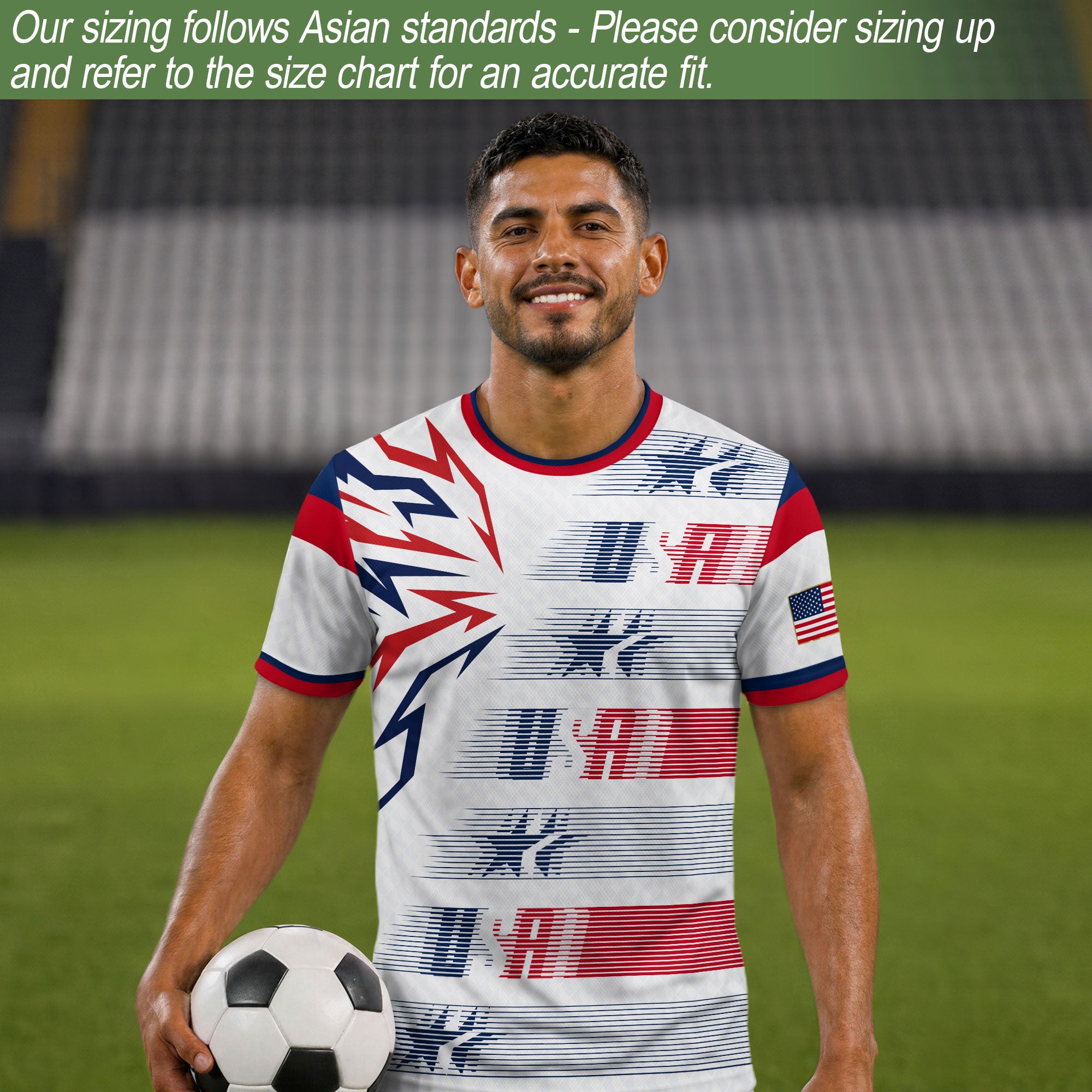 USA Soccer Jersey Men White Navy Red Flag Graphic Football Shirt Retro Fan Wear