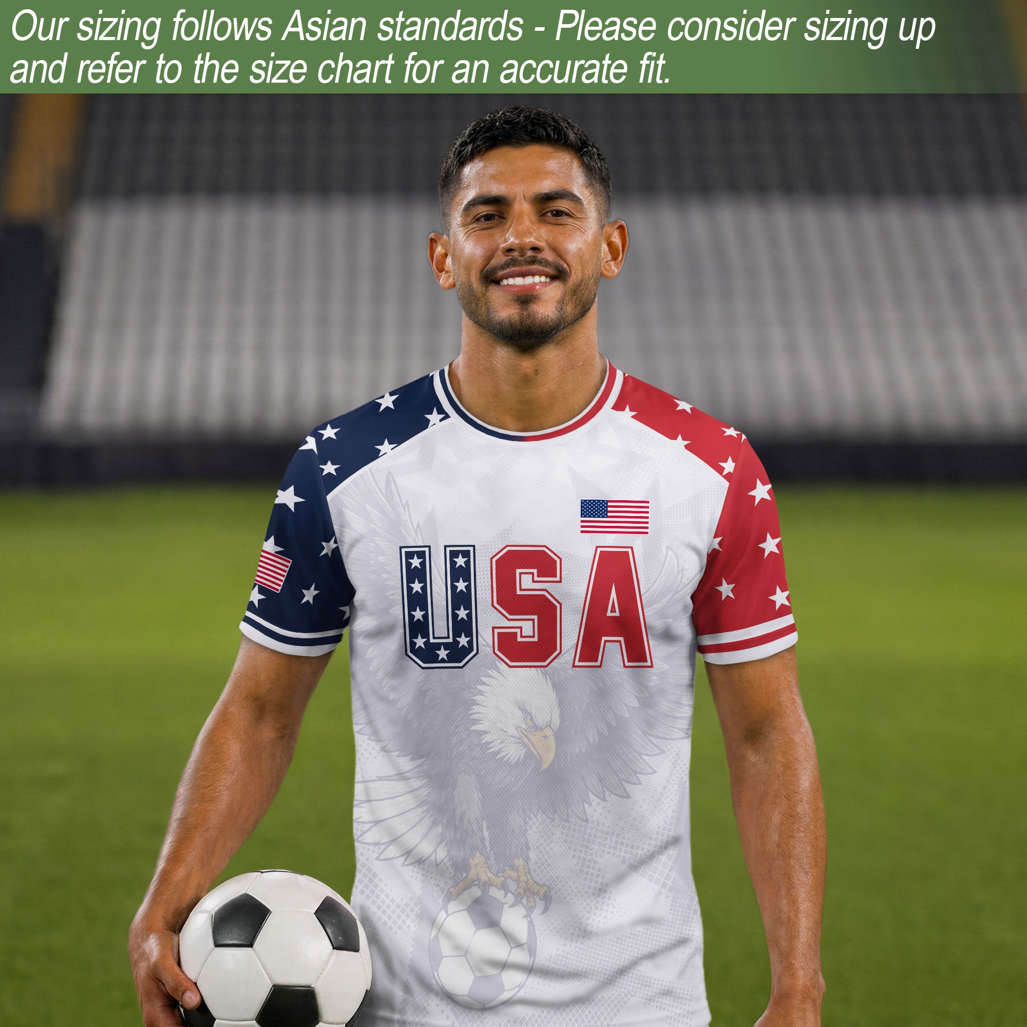 USA Soccer Jersey Adult Patriotic Eagle Shirt American National Football Team Tee