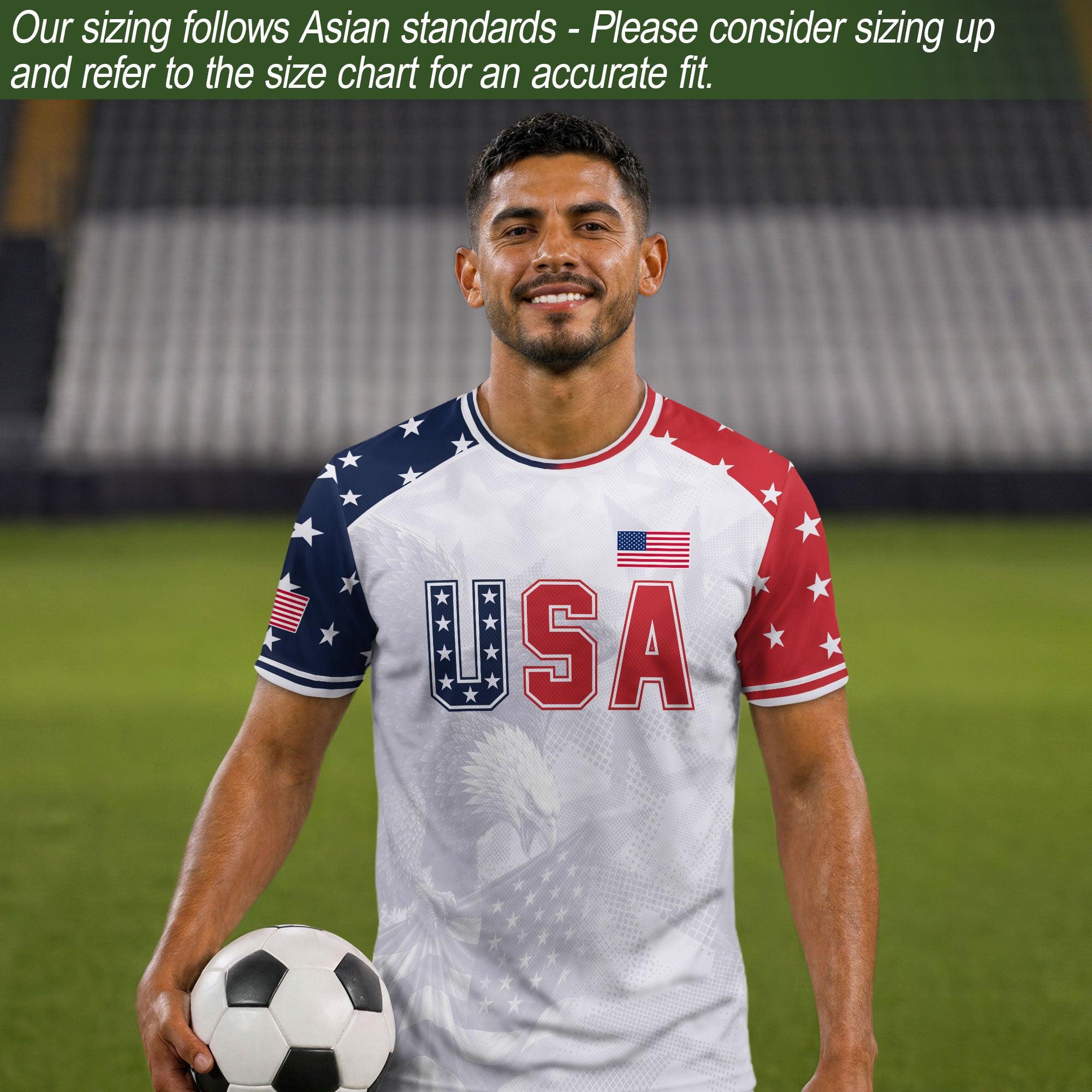 USA Soccer Jersey Adult Patriotic Eagle Shirt American National Football Team Tee - Rust Field Wear