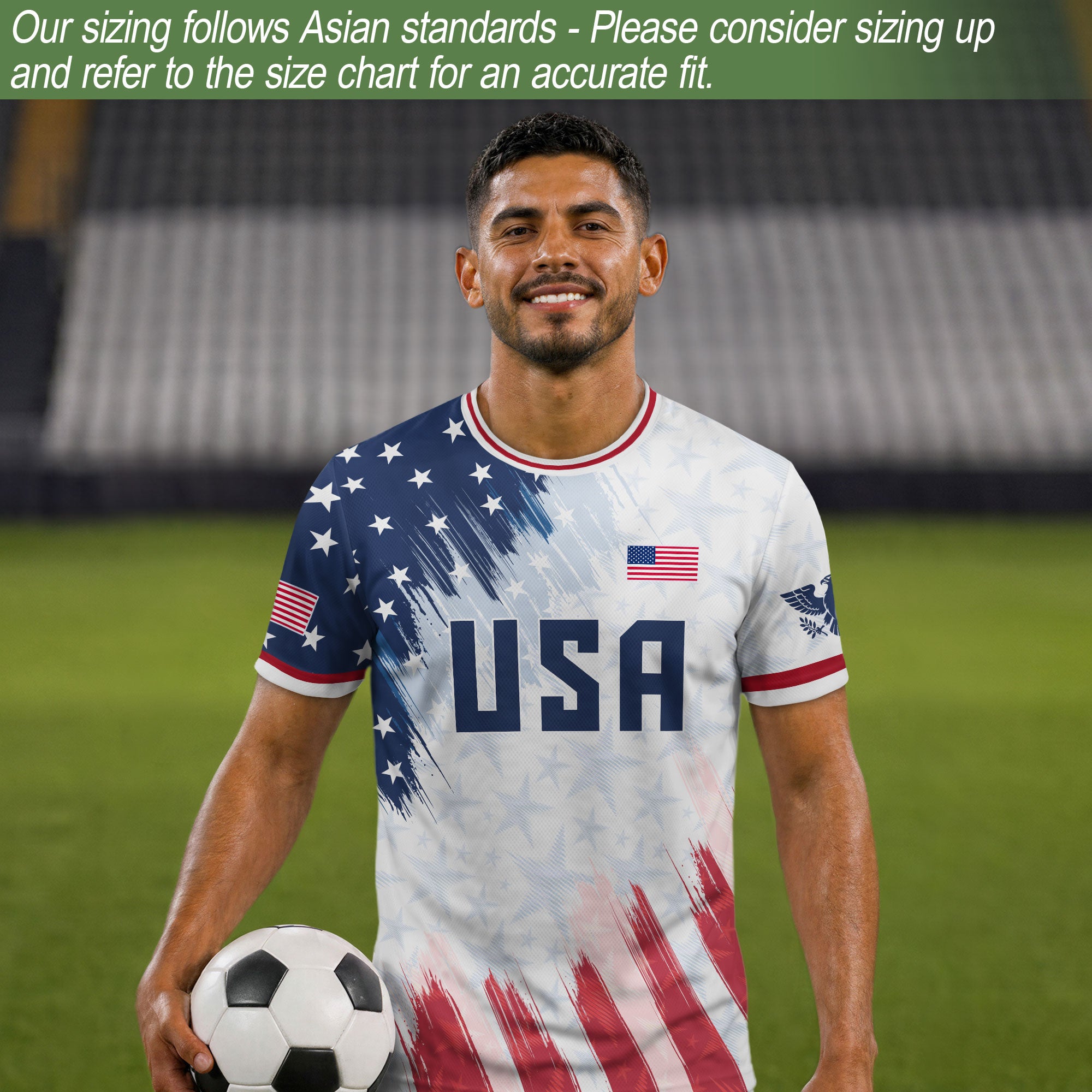 USA Soccer Jersey Adult Patriotic Eagle Athletic Shirt United States Soccer Tee - Rust Field Wear