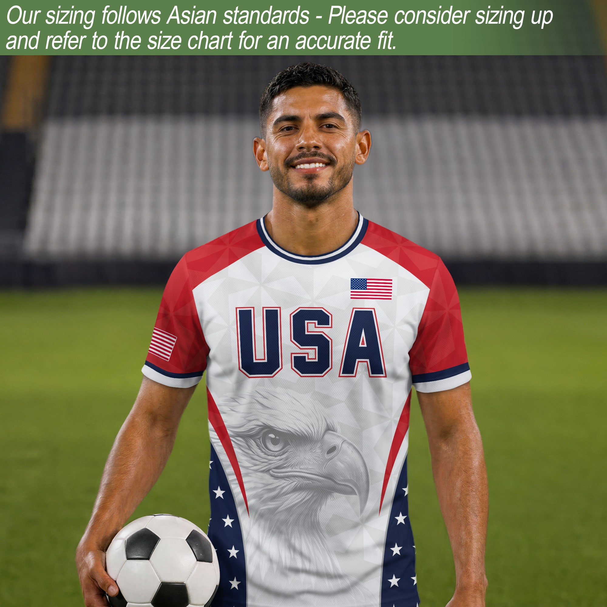 USA Soccer Jersey Adult United States Patriotic Eagle Shirt American Football Tee