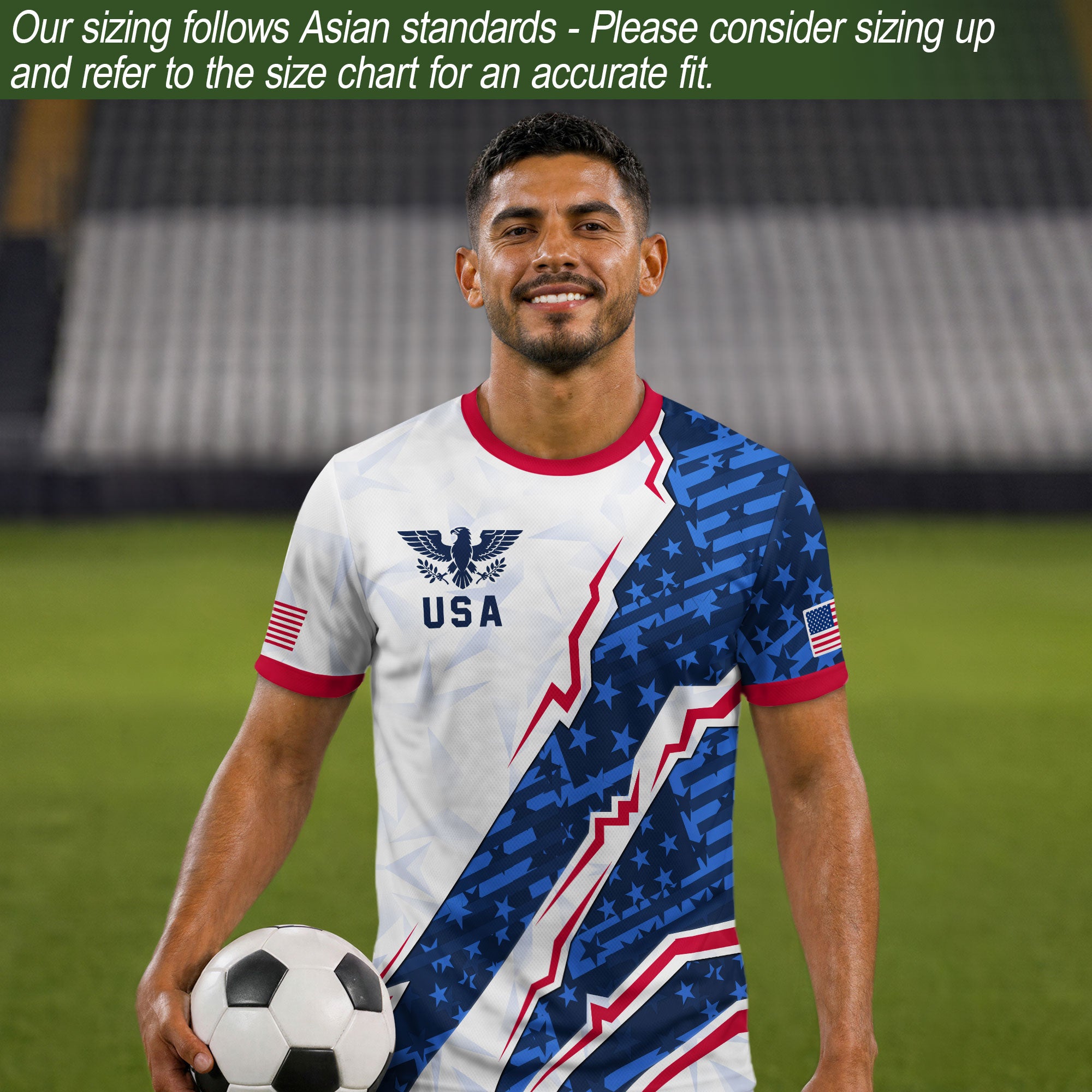 USA Eagle Soccer Jersey Adult American Pride Patriotic Soccer Fan Graphic Shirt