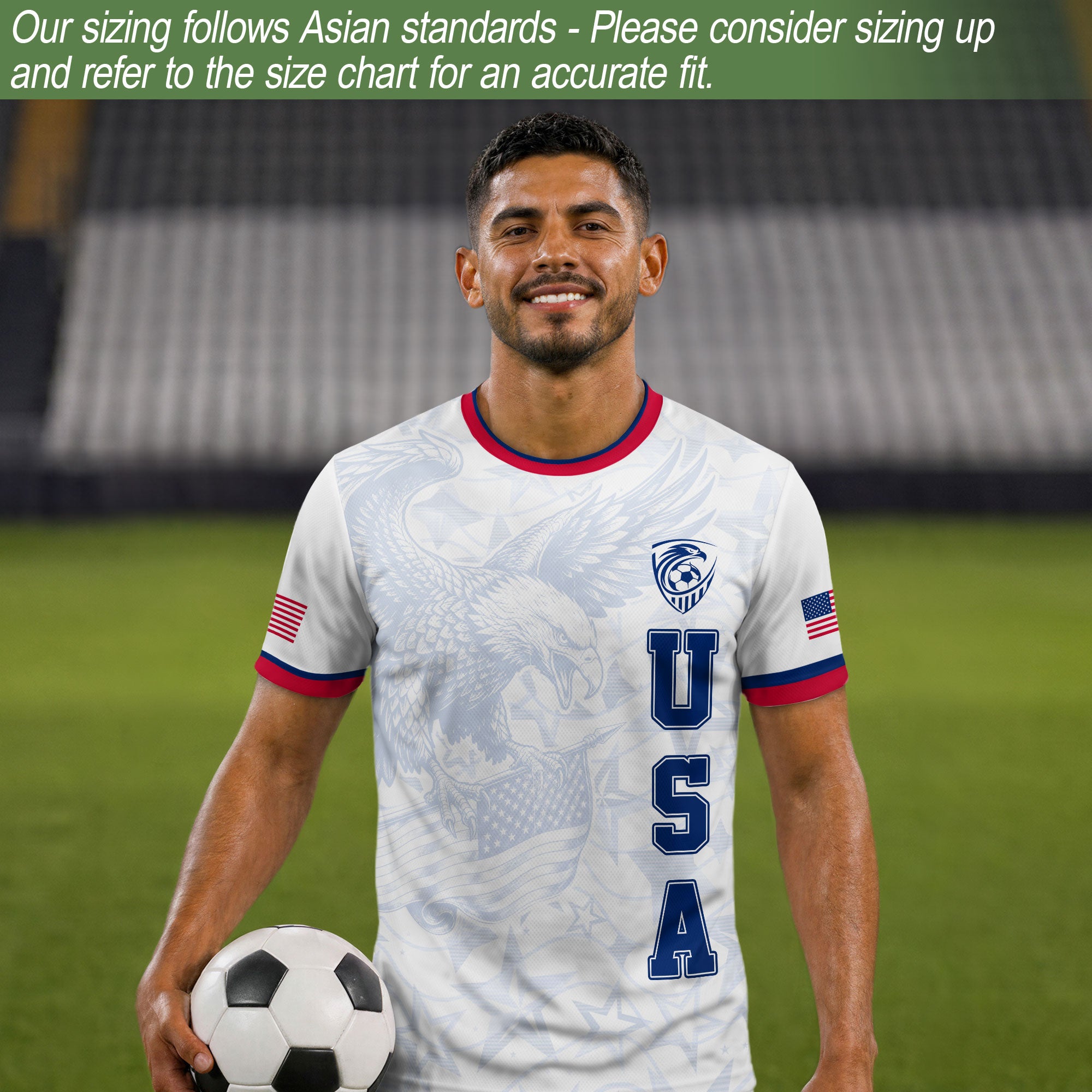 USA Eagle Soccer Jersey Adult Patriotic American Flag Soccer Fan Independence Day Shirt