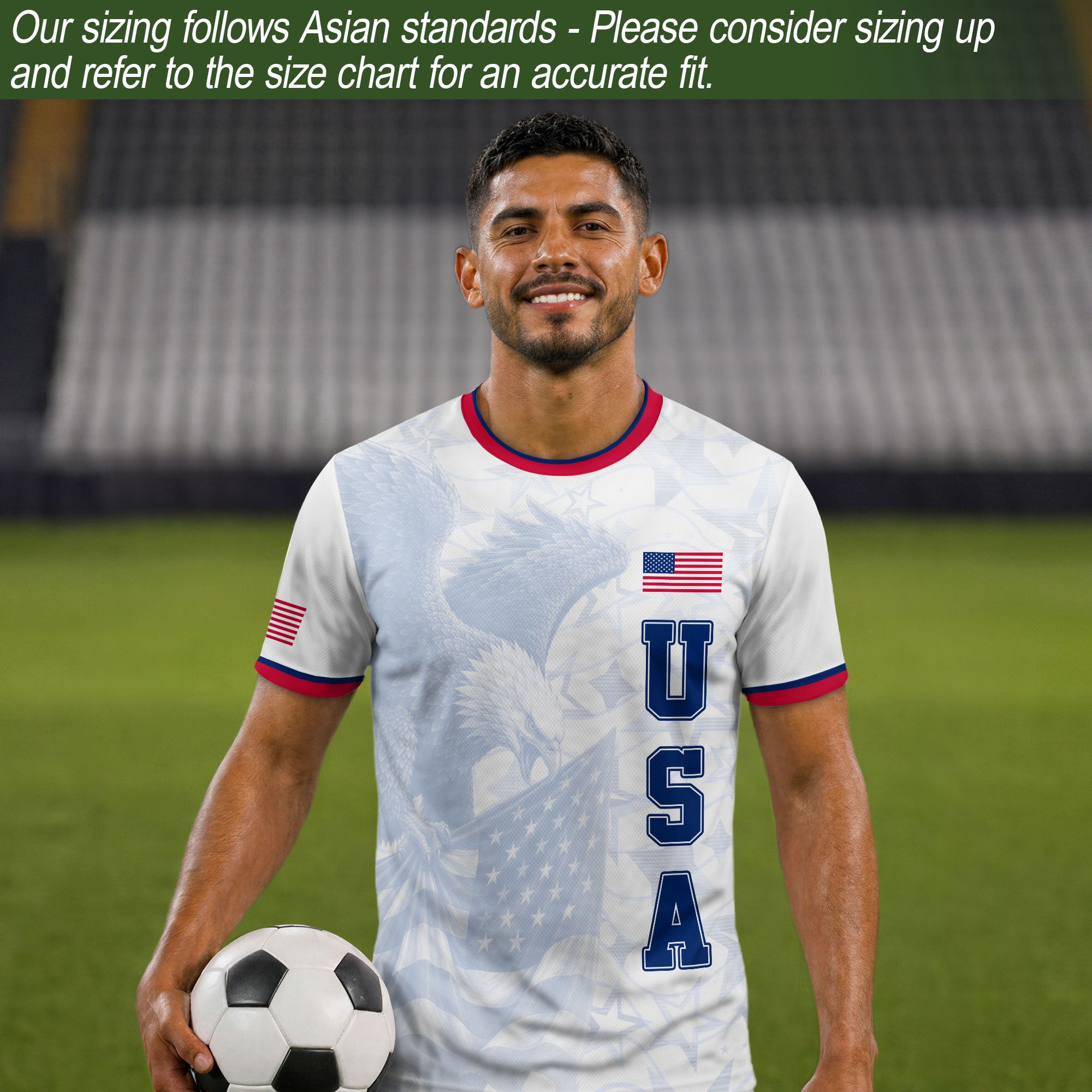 USA Eagle Soccer Jersey Adult Patriotic American Flag Soccer Fan Independence Day Shirt