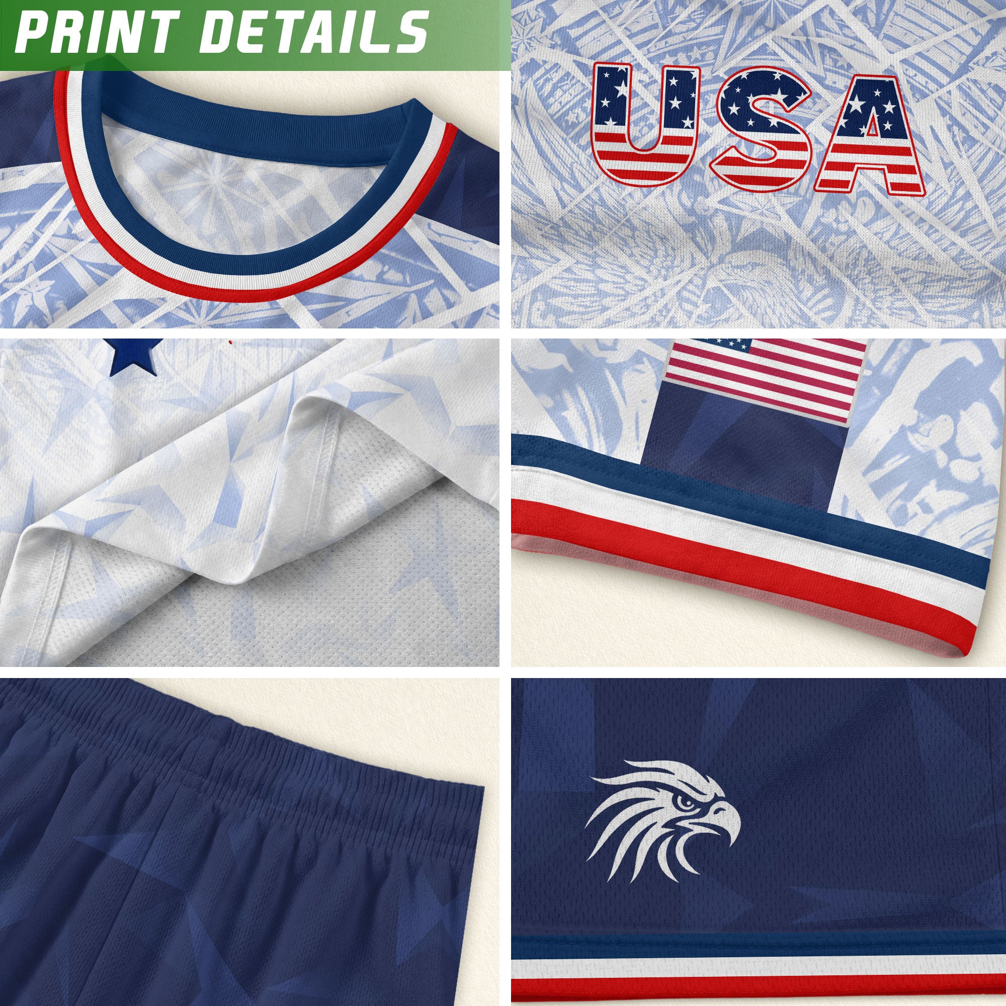 USA Patriotic Kids Soccer Jersey American Flag Youth Football Shirt Independence Day