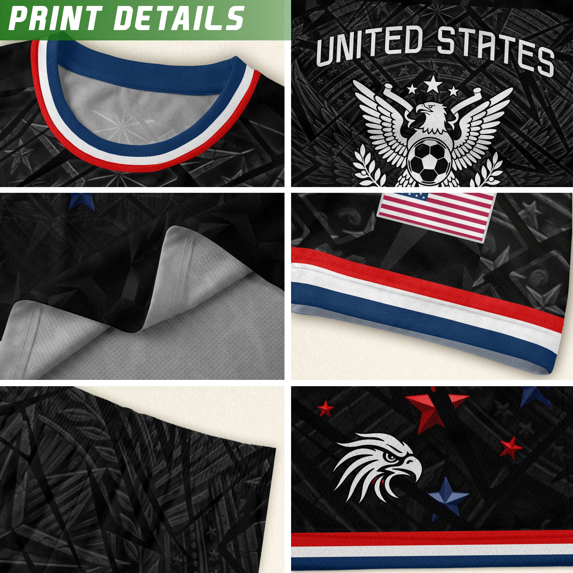 USA Patriotic Kids Soccer Jersey Eagle American Flag Youth Football Shirt for Kids
