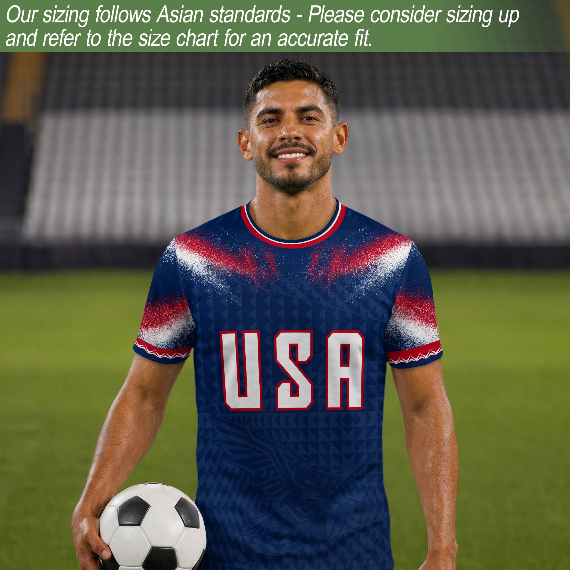 USA Patriotic Soccer Jersey Custom Name Number Adult Football Shirt Blue - Rust Field Wear