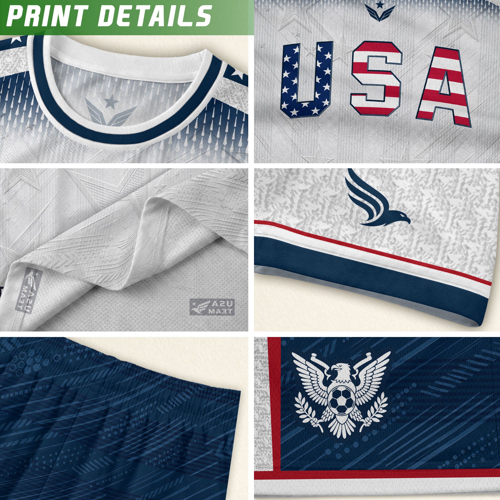 Kids USA Soccer Jersey Youth Patriotic White Chevron Emblem Star United States Sport Tee