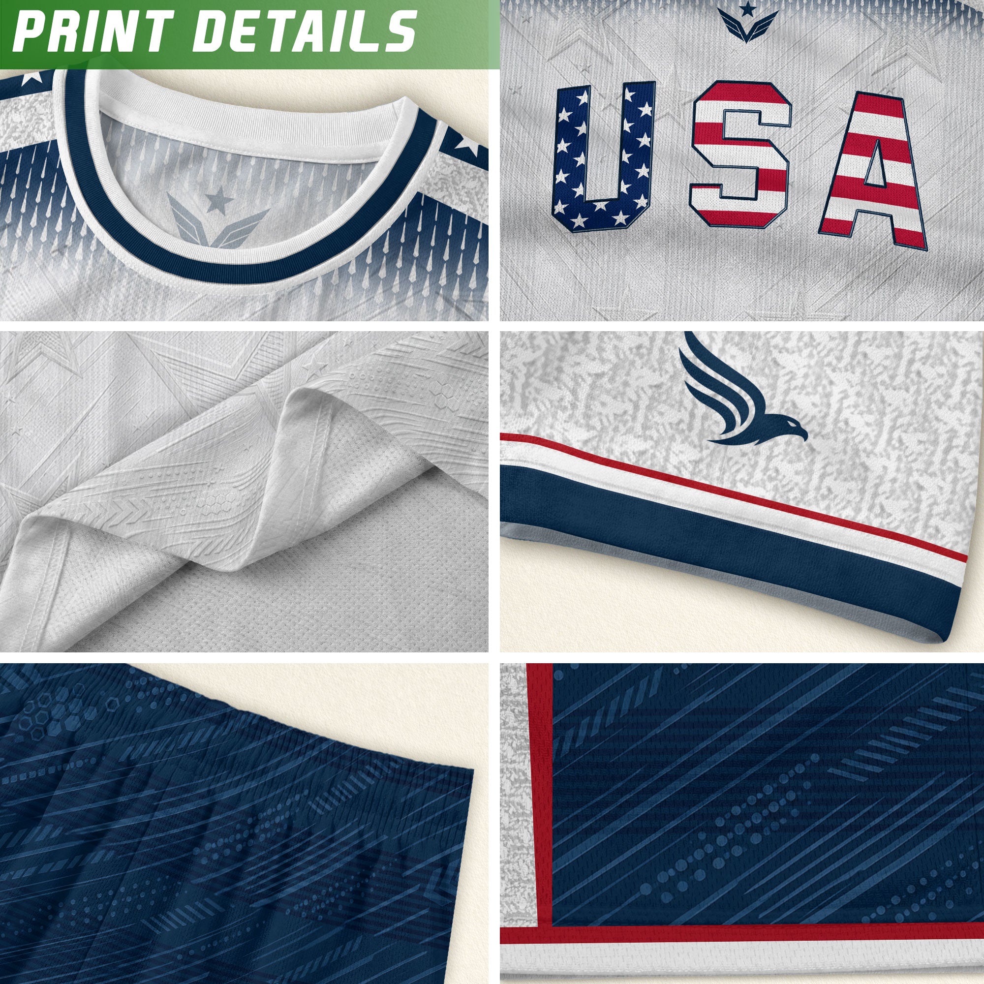 Kids USA Soccer Jersey Youth Patriotic White Chevron Emblem Star United States Sport Tee