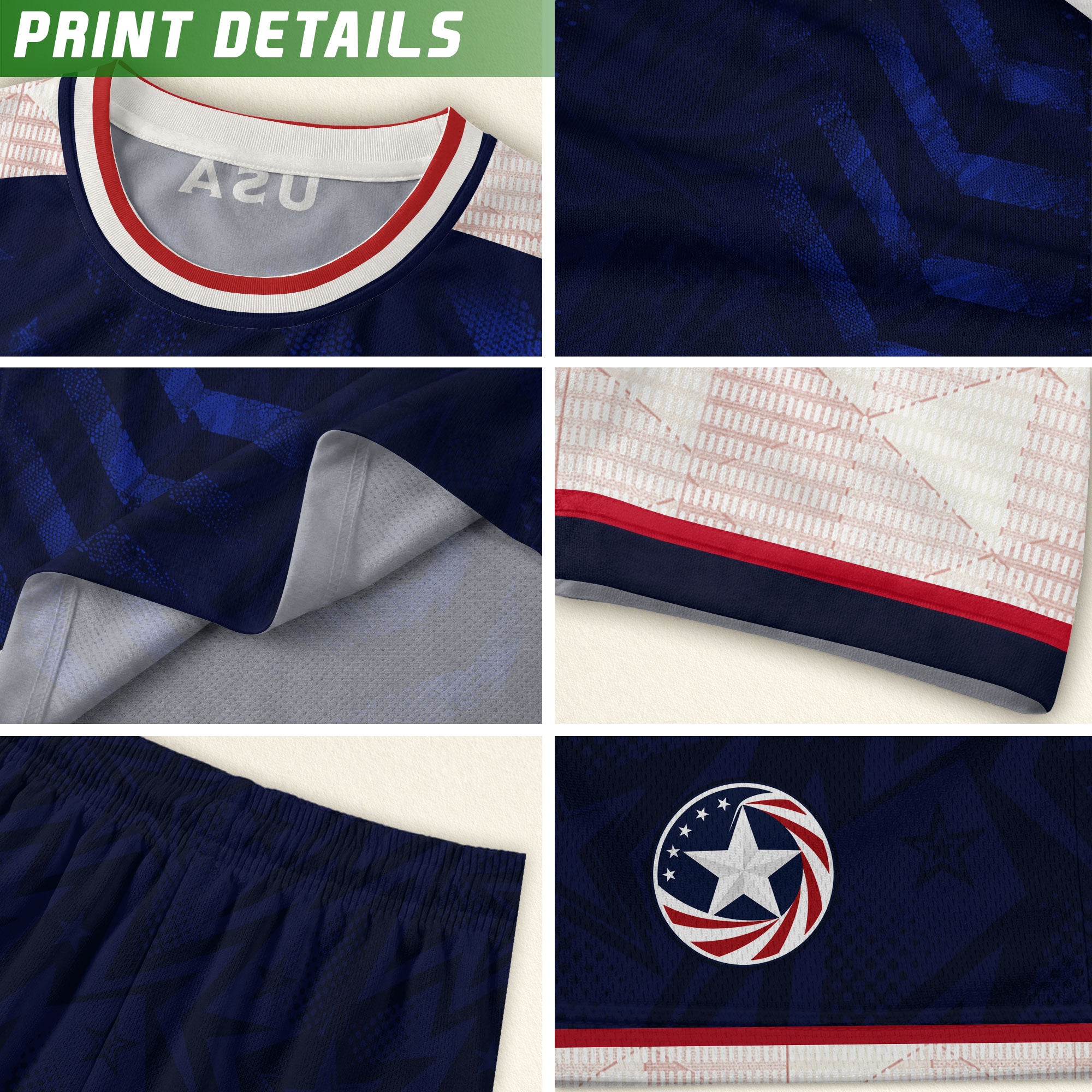 Kids USA Soccer Jersey Youth Children Patriotic Subtle Star Pattern United States Tee