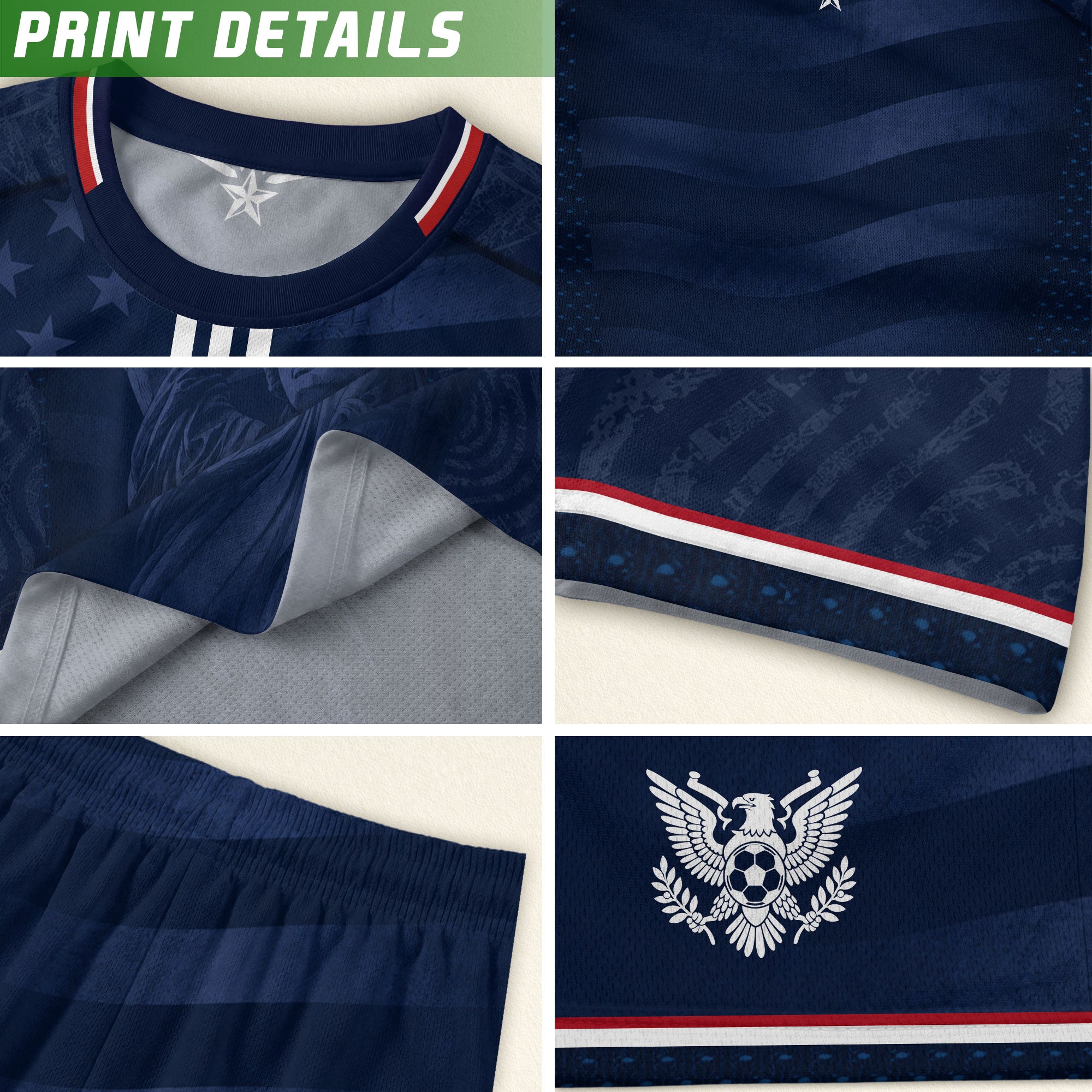 Kids USA Soccer Jersey Youth Patriotic Navy Statue of Liberty Graphic United States Tee