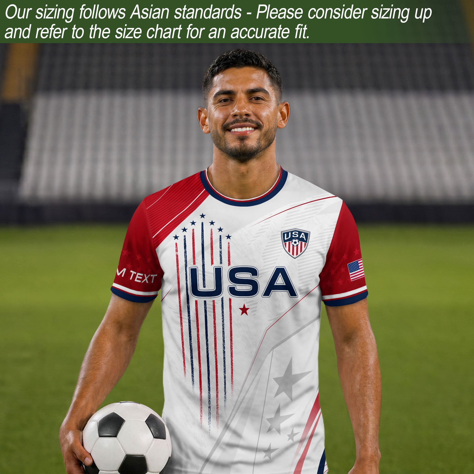 Custom USA Soccer Jersey Men White Red Personalized Name Number Football Shirt